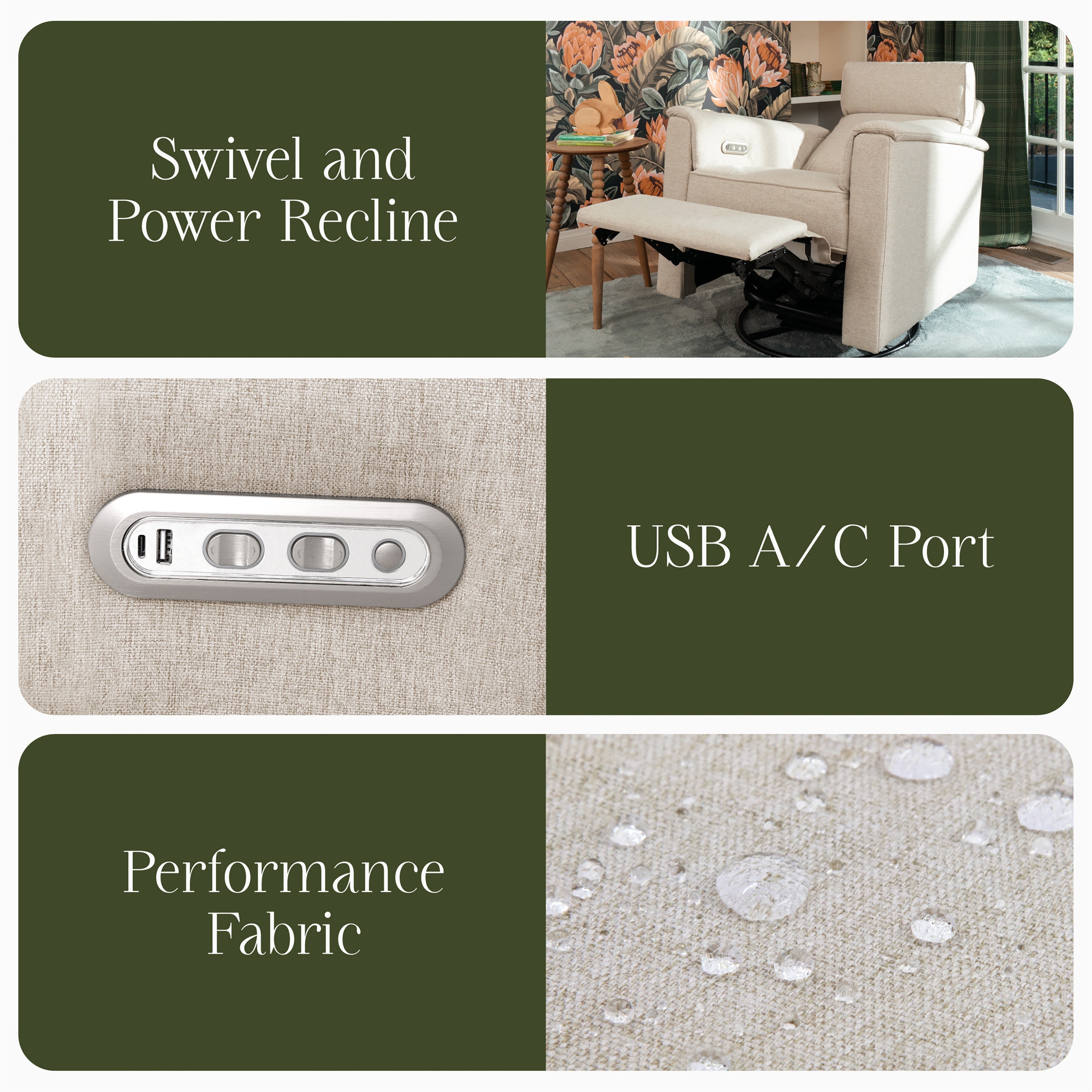 Namesake Willa Plus Power Glider Recliner + Power Headrest