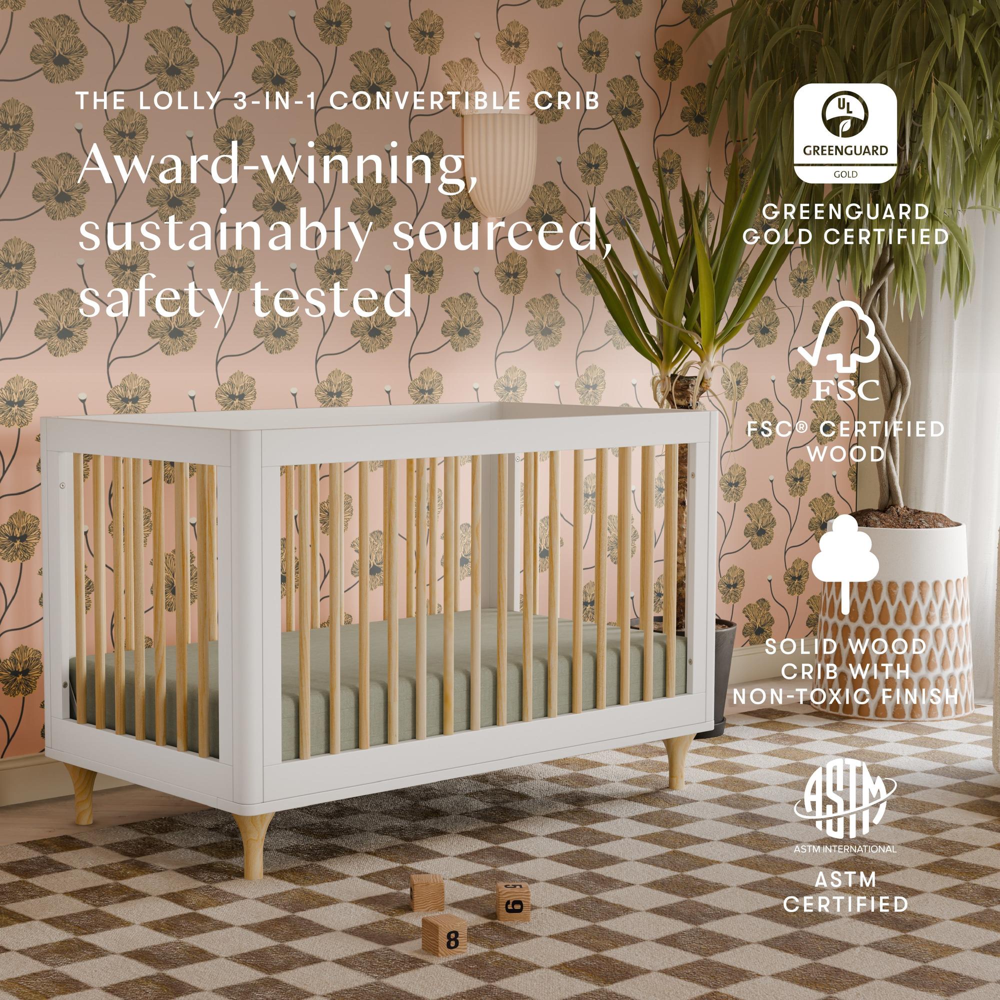 Babyletto Lolly 3-in-1 Convertible Crib with Toddler Bed Conversion Kit