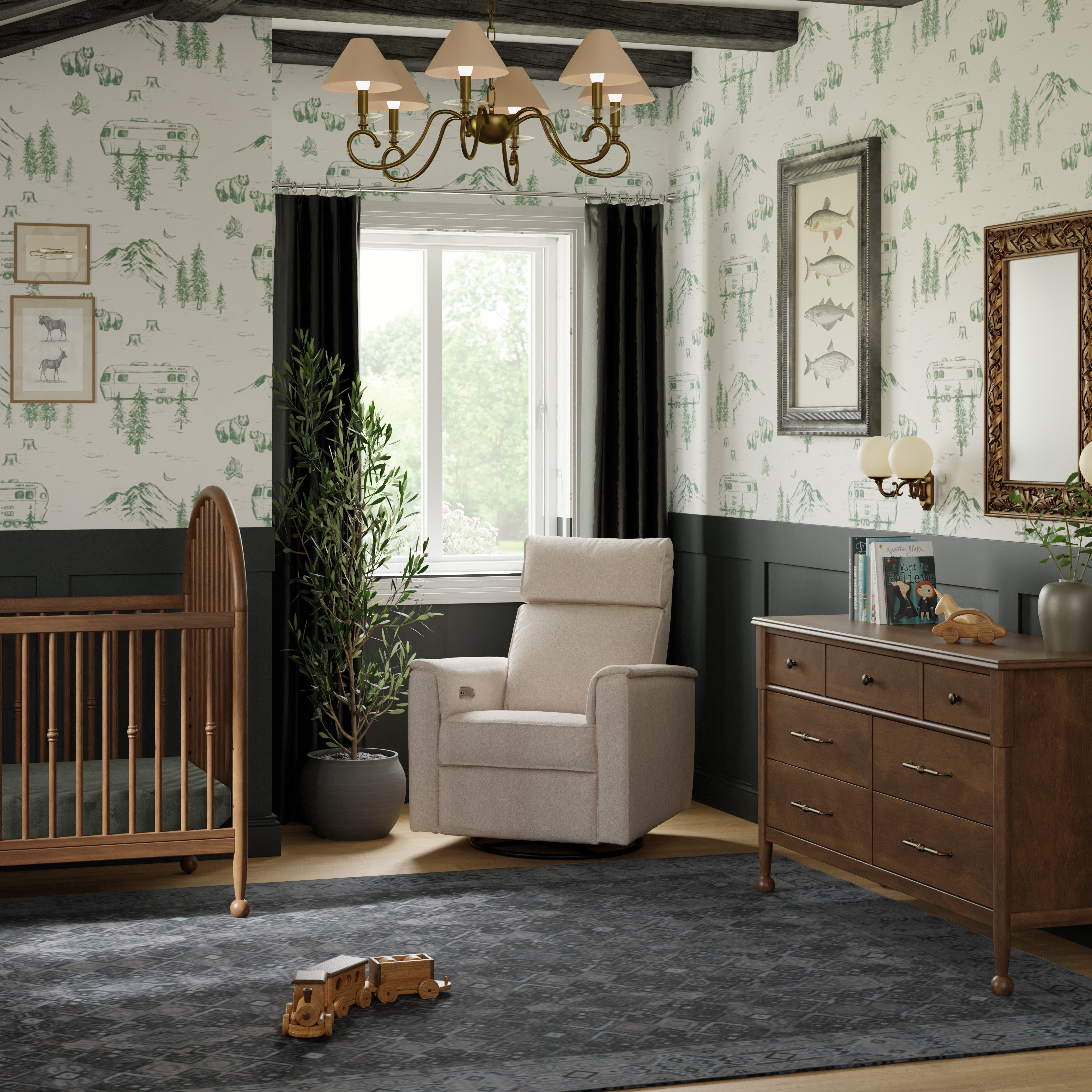 Monogram by Namesake Willa Plus Power Glider Recliner + Power Headrest - Twinkle Twinkle Little One