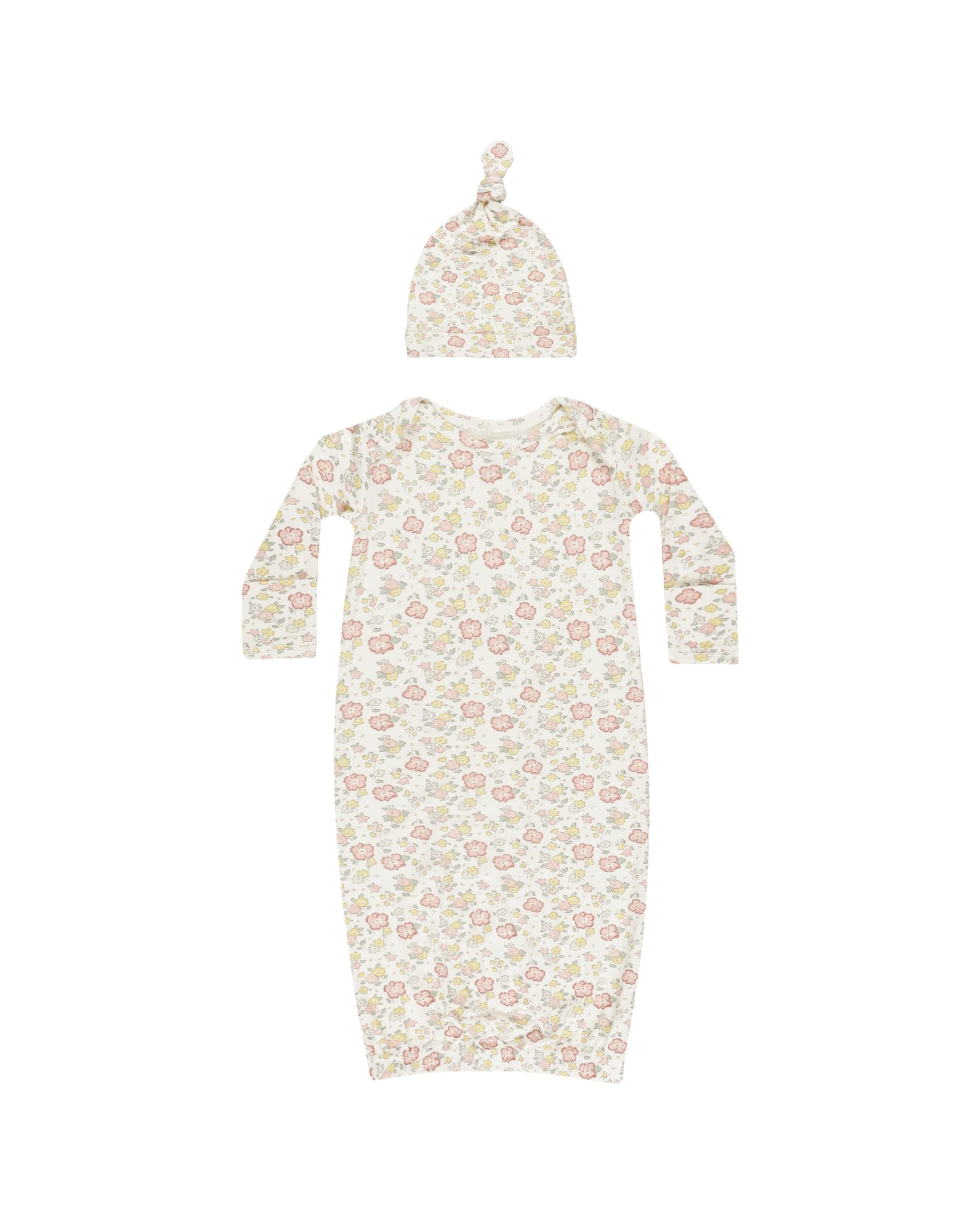 Bamboo Baby Gown + Hat Set - Bloom - Twinkle Twinkle Little One