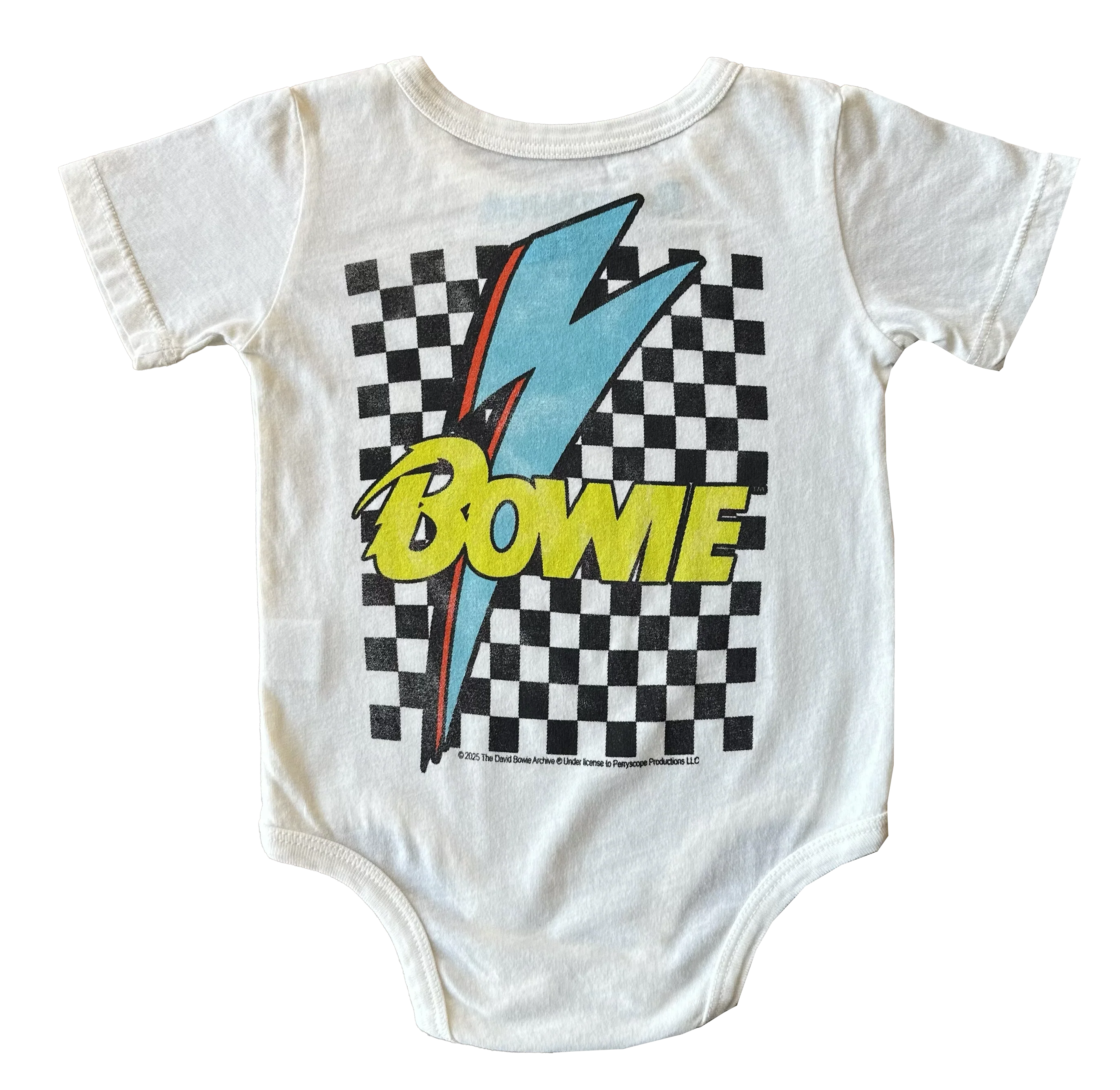 David Bowie Checkered Bolt Onesie - Vintage white - Twinkle Twinkle Little One
