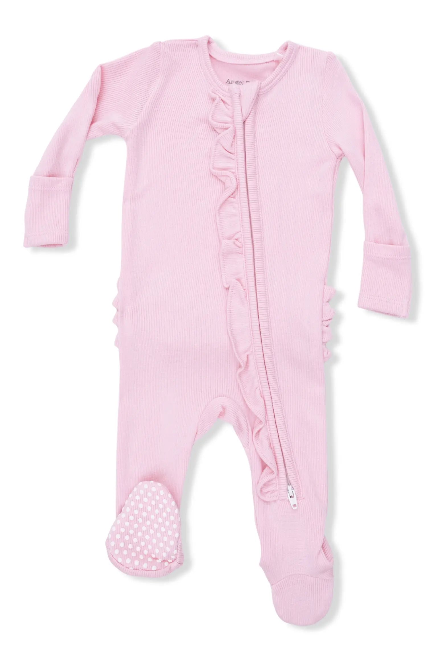 Romance Rose Rib 2 Way Ruffle Back Zipper Footie