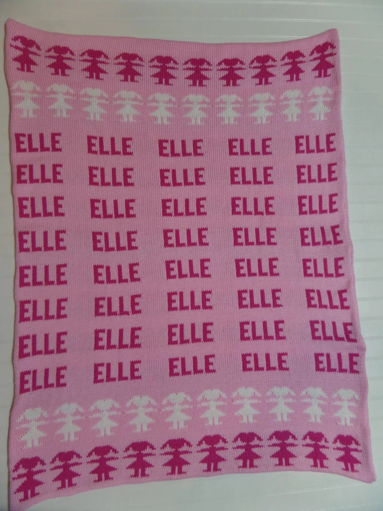 Repeating Name Paper Dolls Double Cotton Knit Blanket