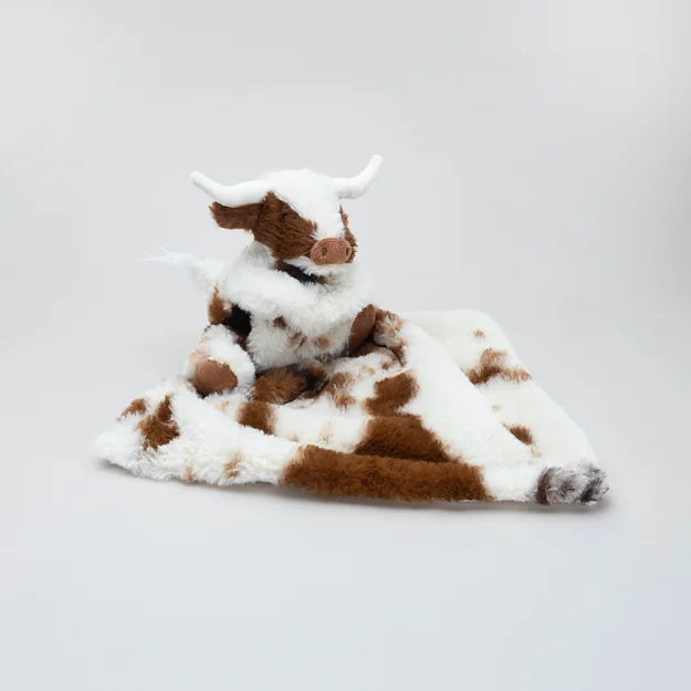 Cream/Brown Texas Longhorn Highland Cow Toy Soother + Gift Box