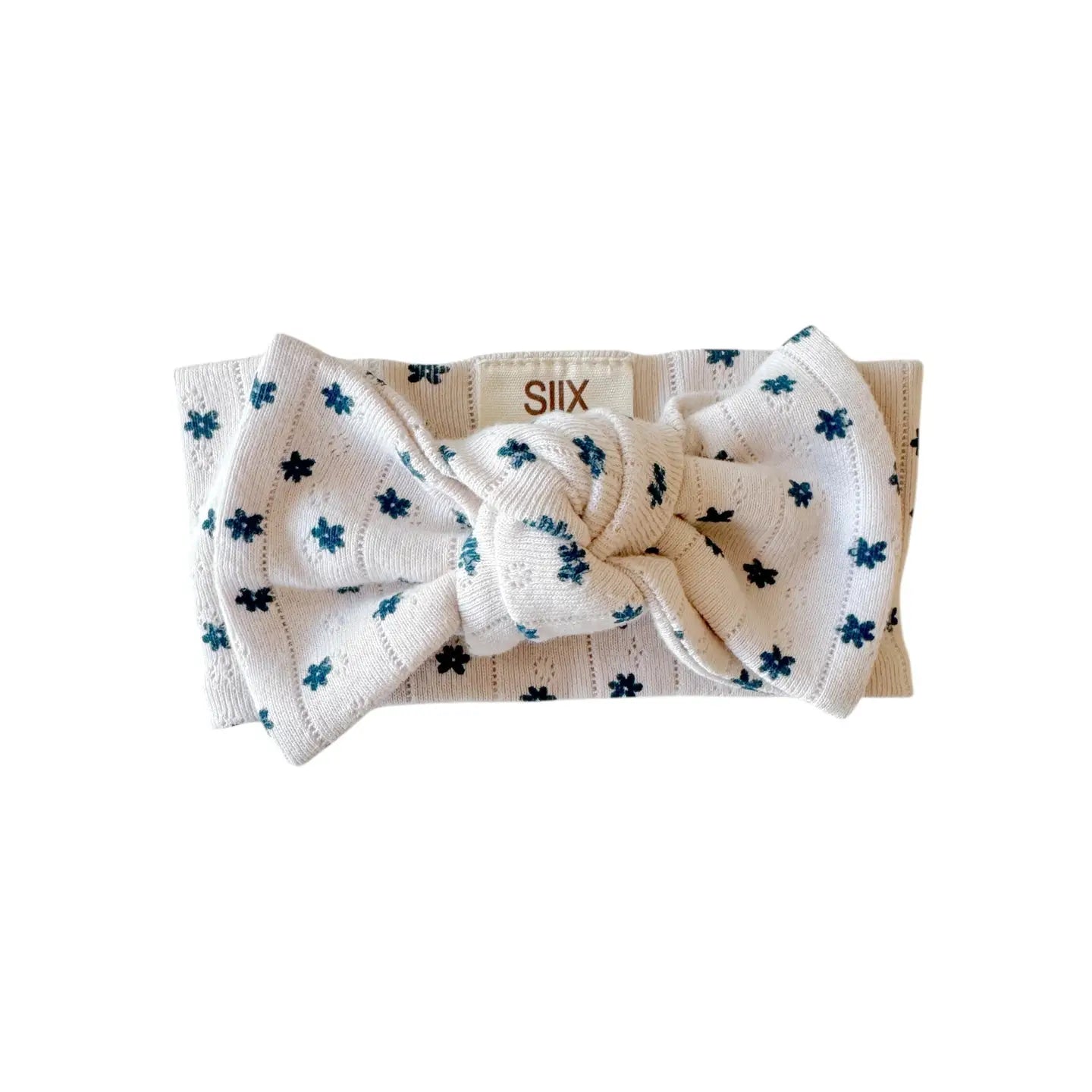 Blue Flower Organic Pointelle Bow - Twinkle Twinkle Little One