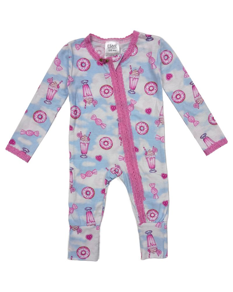 Sweet Heaven Lace Trim Flip-Footie