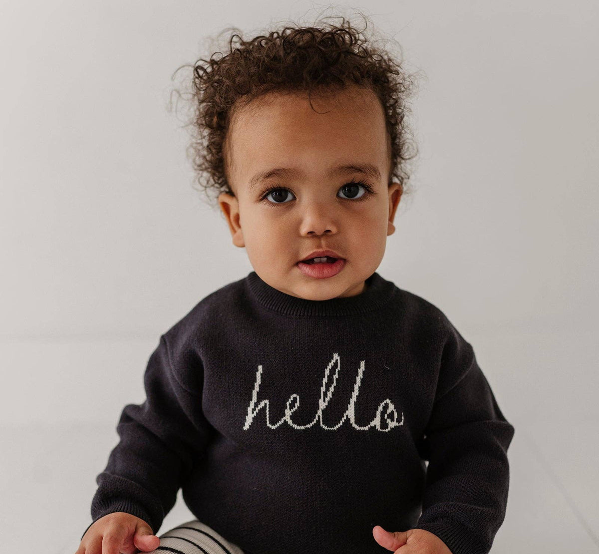 Baby Hello Knit Sweater & Pants Set - Charcoal
