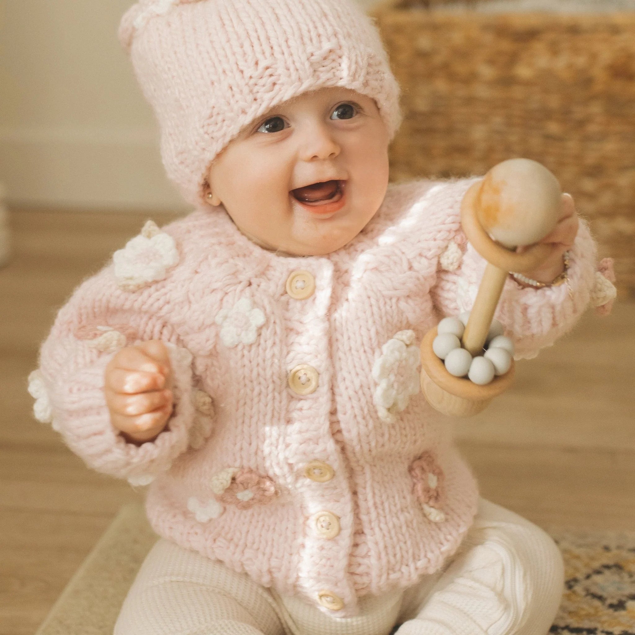 Flower Cardigan Sweater - Blush - Twinkle Twinkle Little One