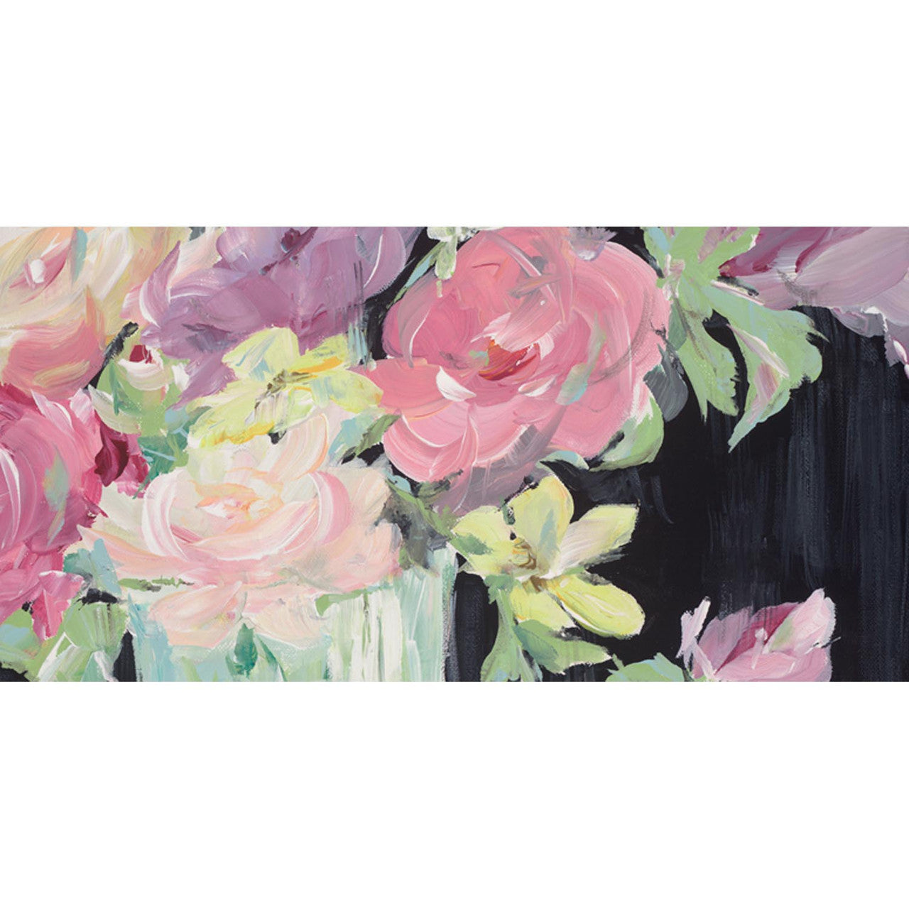 Flowers on Black Stretched Canvas Wall Art - Twinkle Twinkle Little One