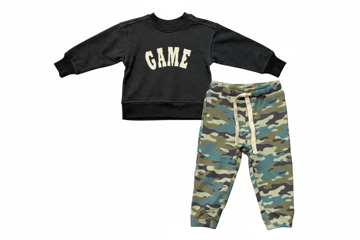 Game Sweatshirt and Camo Sweatpant Set