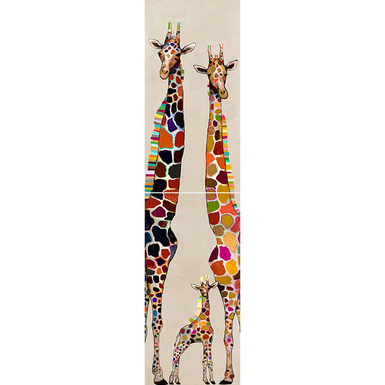 Giraffe Family on Cream - Diptych Stretched Canvas Wall Art - Twinkle Twinkle Little One