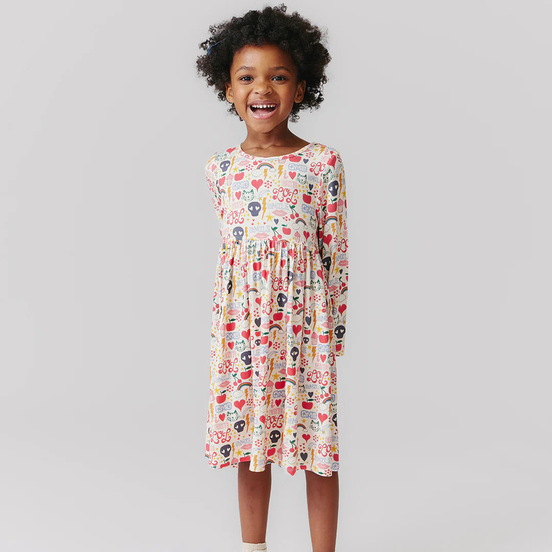 Girls Bamboo Steph Dress - Journal Doodle - Twinkle Twinkle Little One