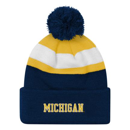 University Of Michigan Cuffed Knit Pom Hat
