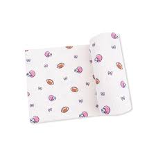 Football & Bows Swaddle Blanket