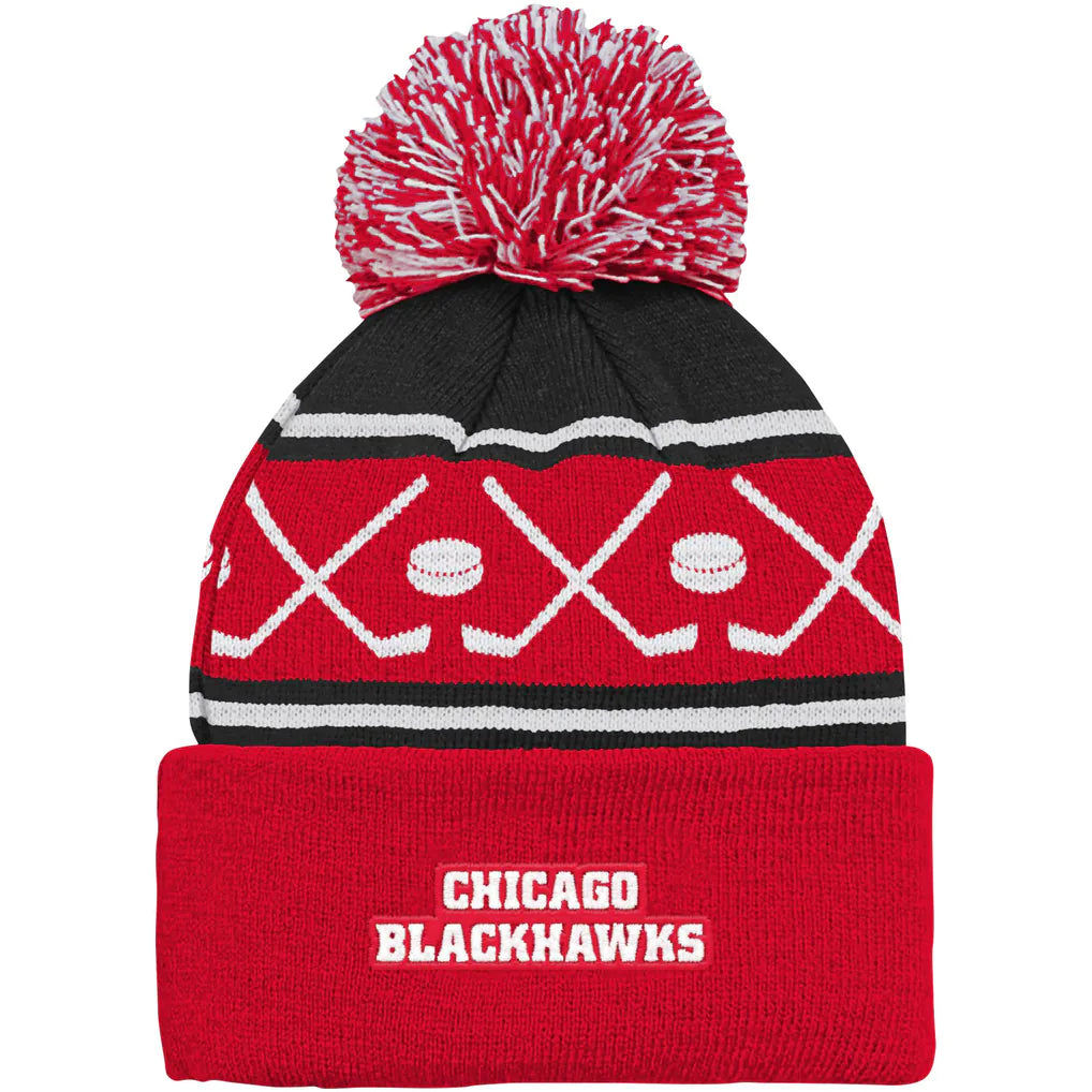 Chicago Blackhawks Cuffed Knit Pom Hat