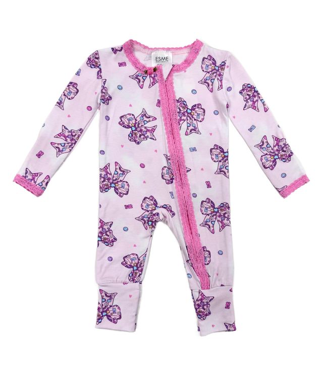 Fabulous Bows Lace Trim Flip-Footie - Twinkle Twinkle Little One