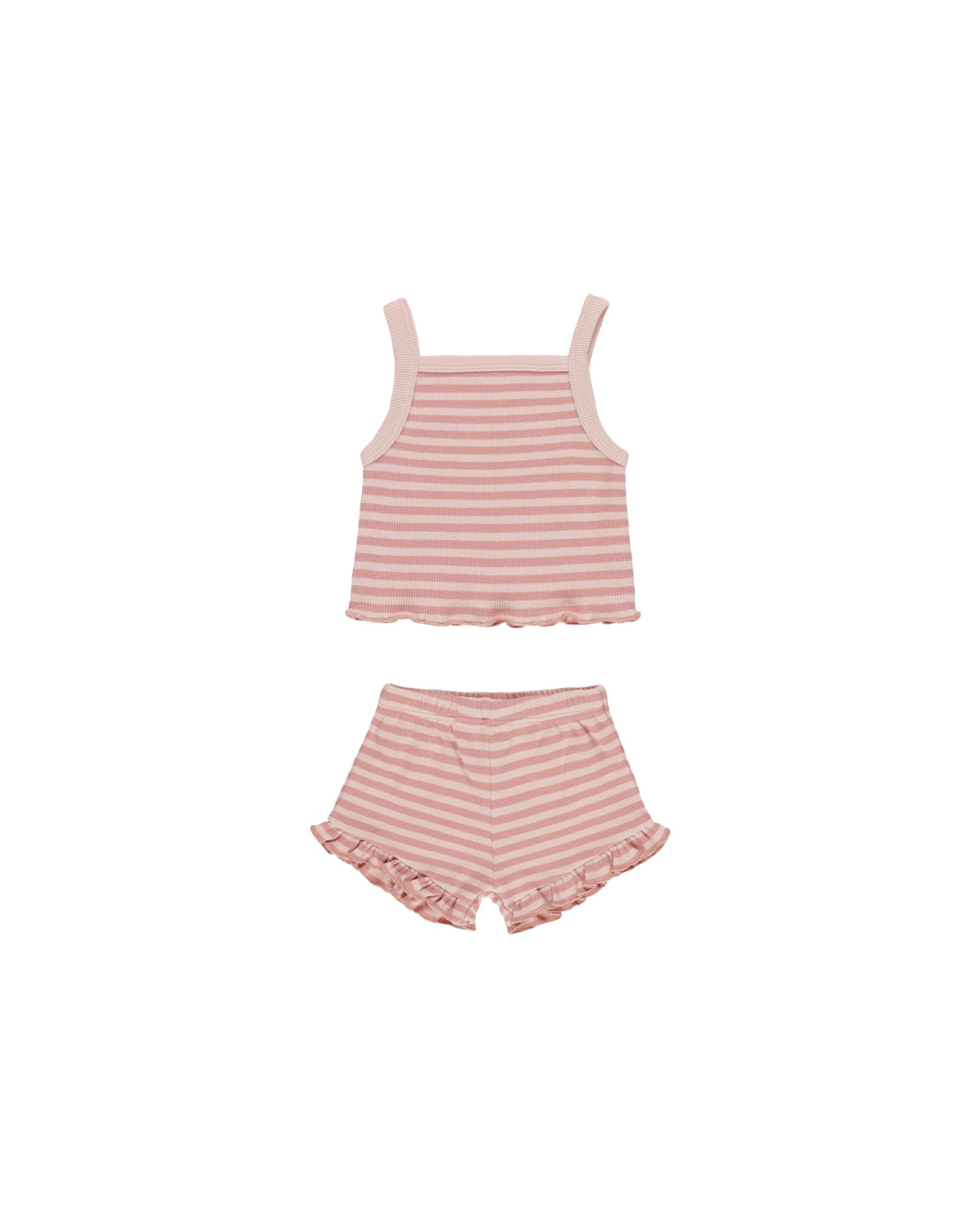 Evie Tank + Shortie Set - Pink Stripe - Twinkle Twinkle Little One