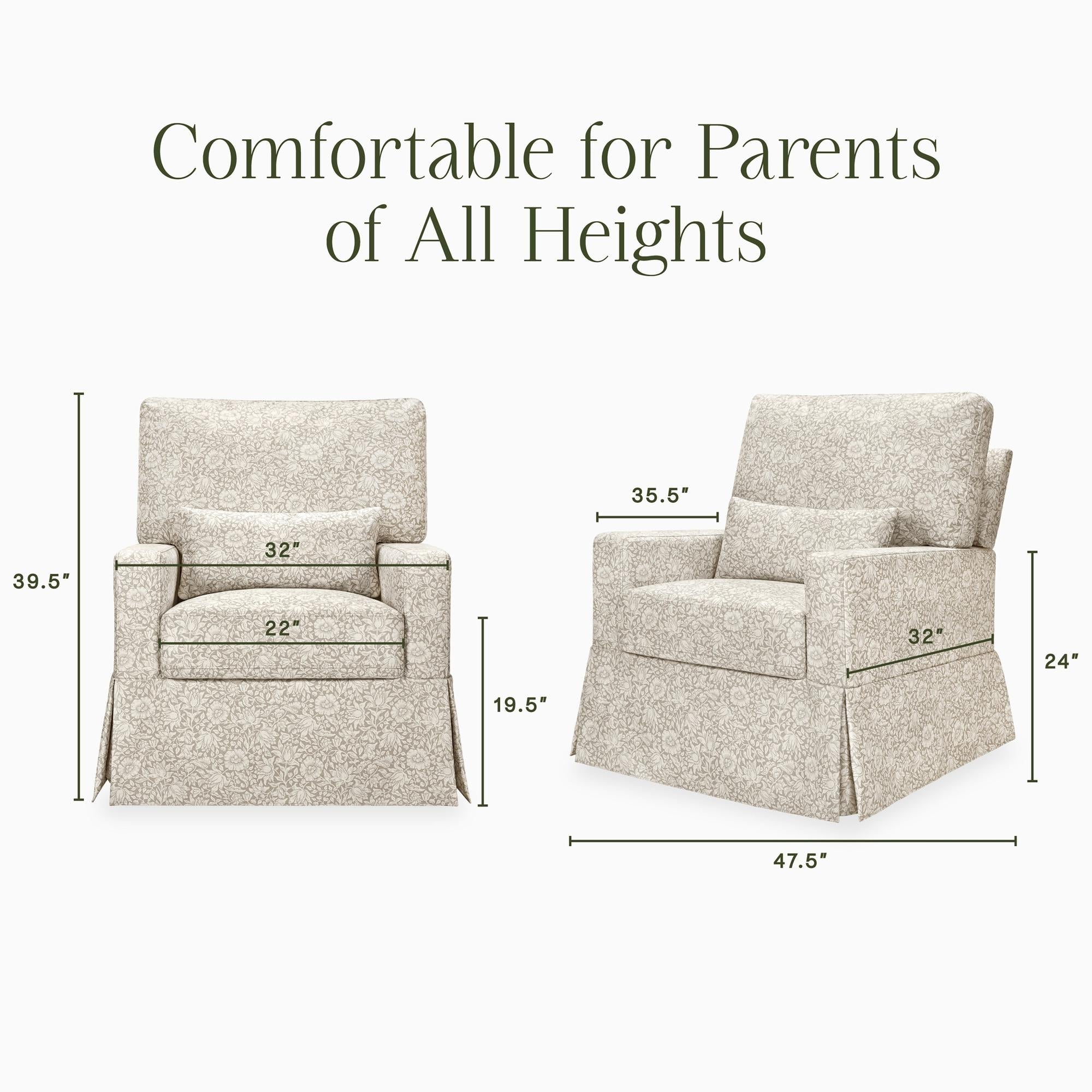 Morris & Co. x Namesake Crawford Pillowback Comfort Swivel Glider