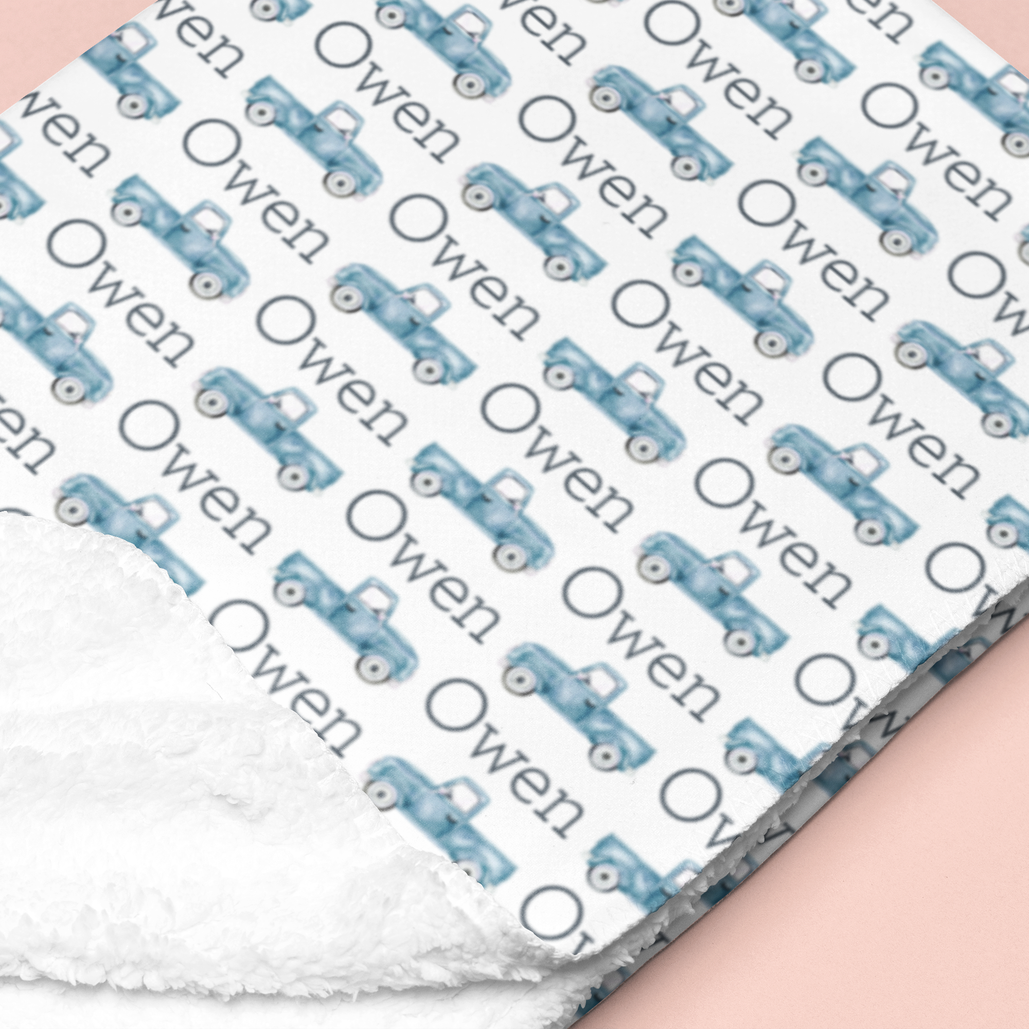 Sugar + Maple Sherpa-Lined Personalized Blanket | Trucks - Twinkle Twinkle Little One