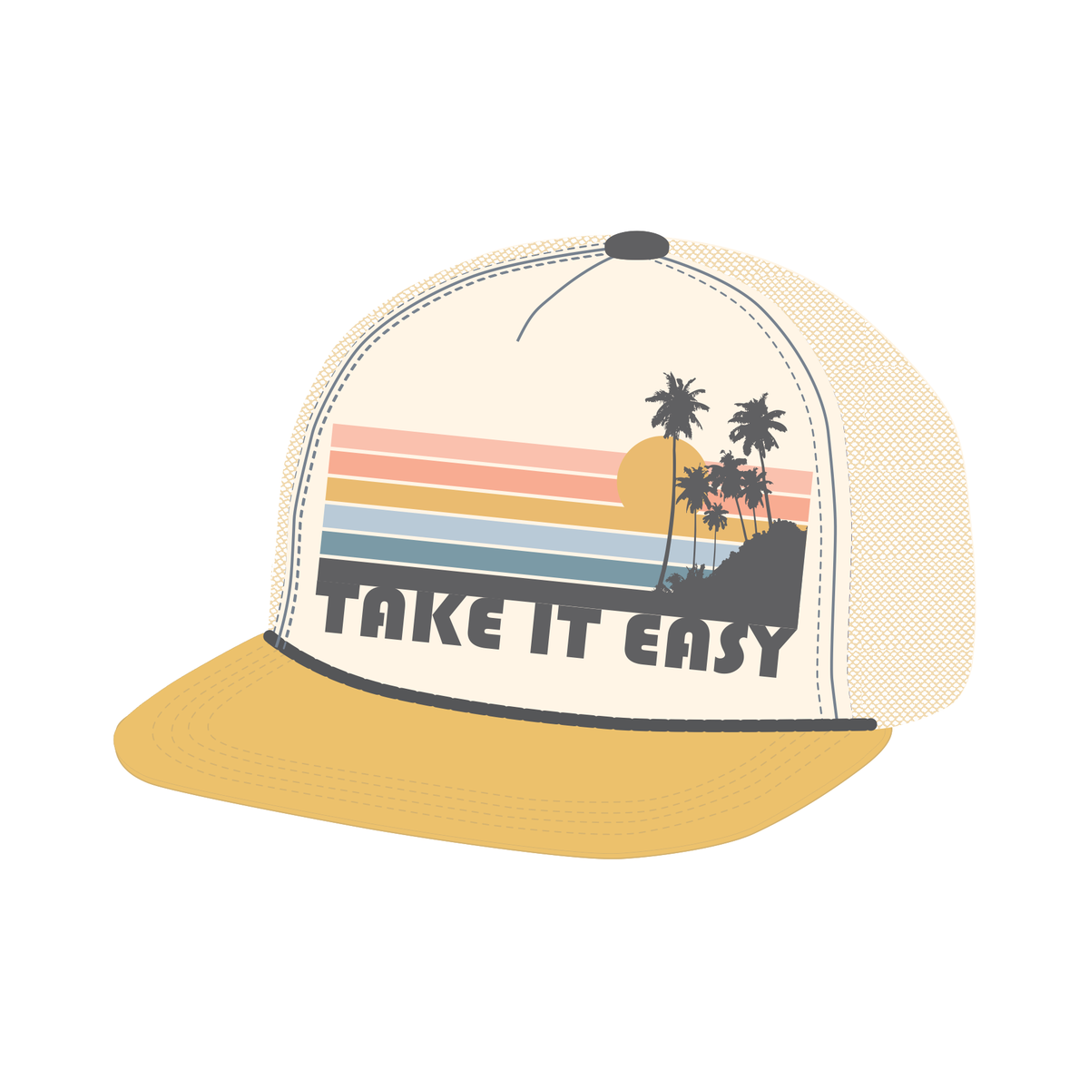 Tiny Whales Take it Easy Trucker Hat - Natural & Sunshine - Twinkle Twinkle Little One
