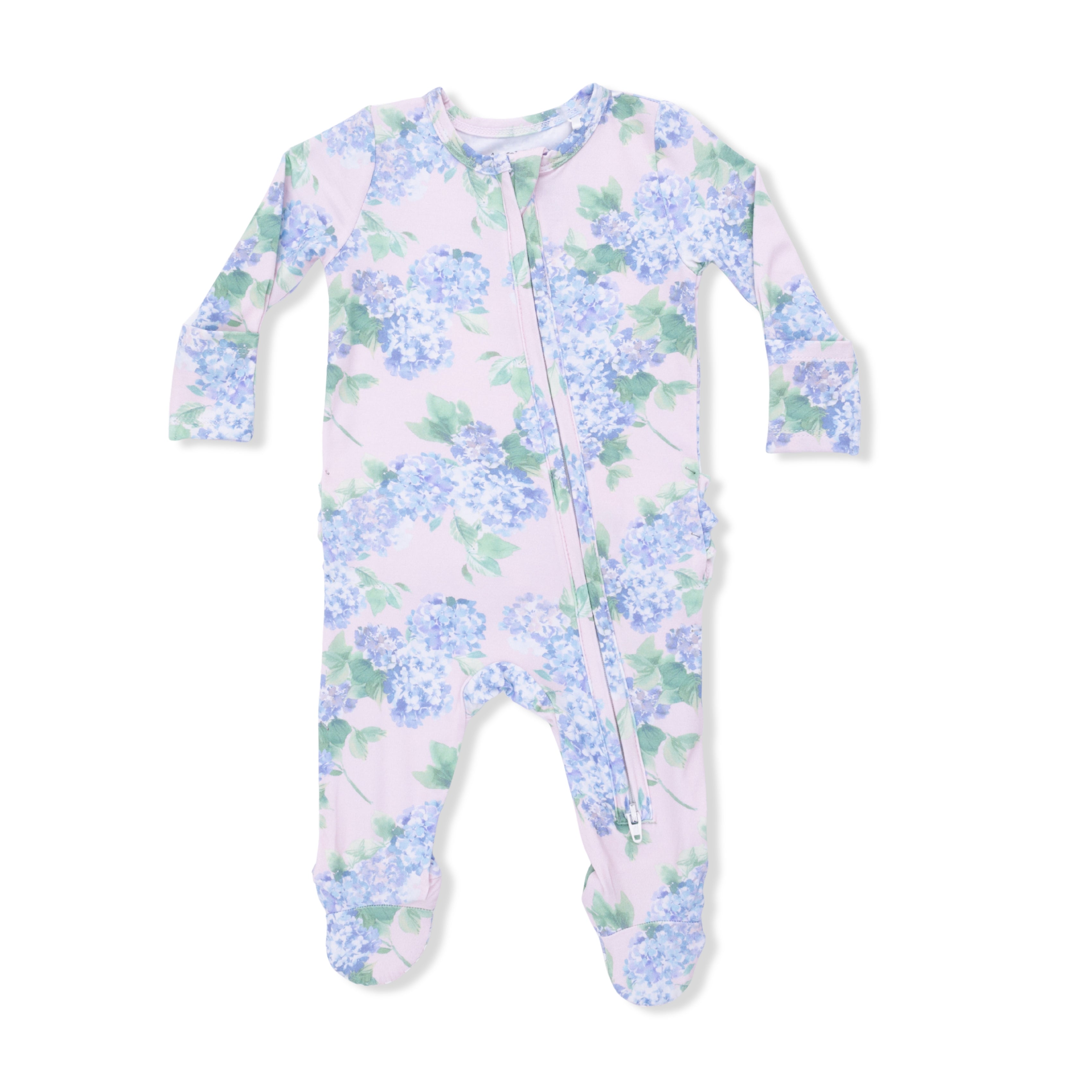 Hydrangeas 2 Way Ruffle Back Zipper Footie