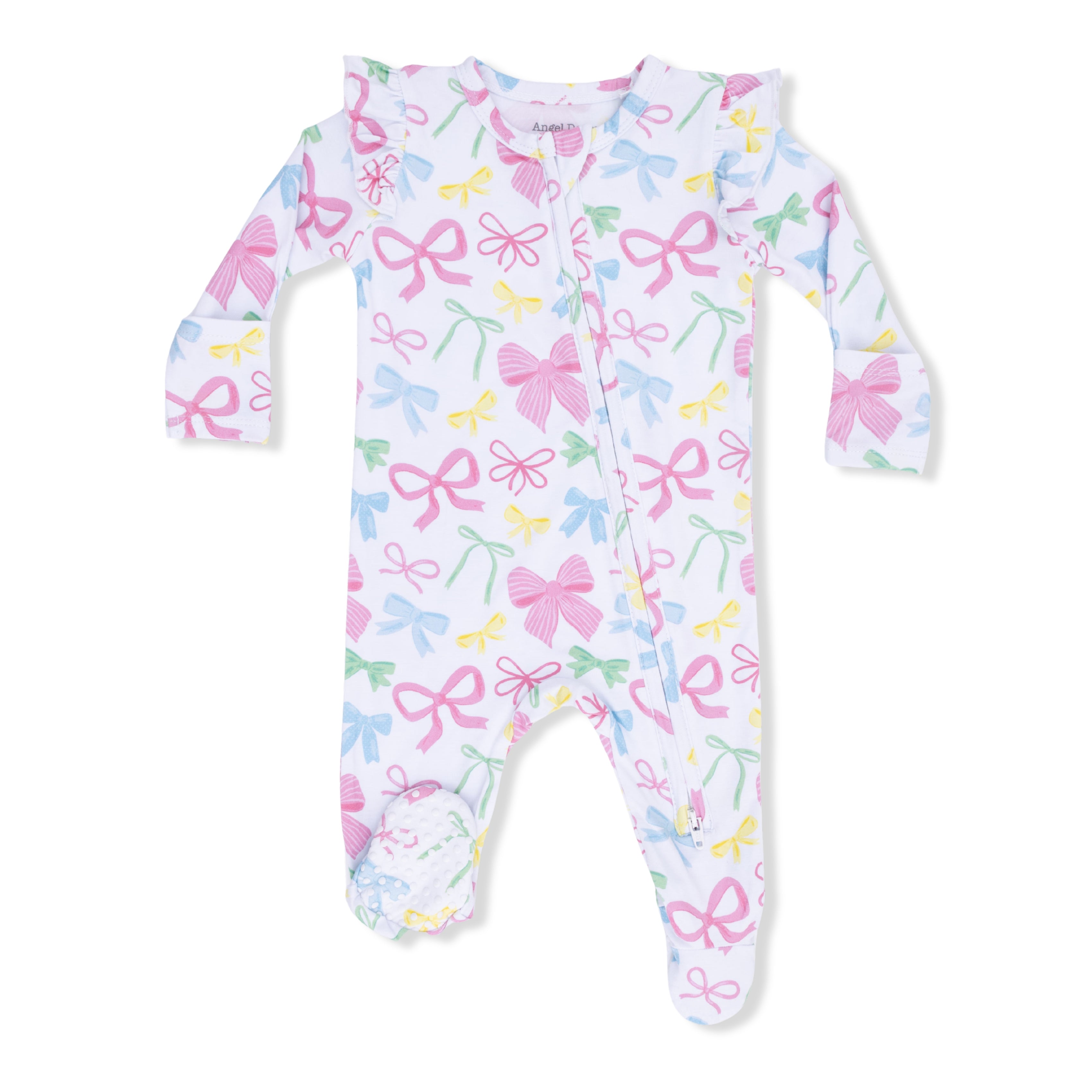 Sweet Bows 2 Way Ruffle Back Zipper Footie