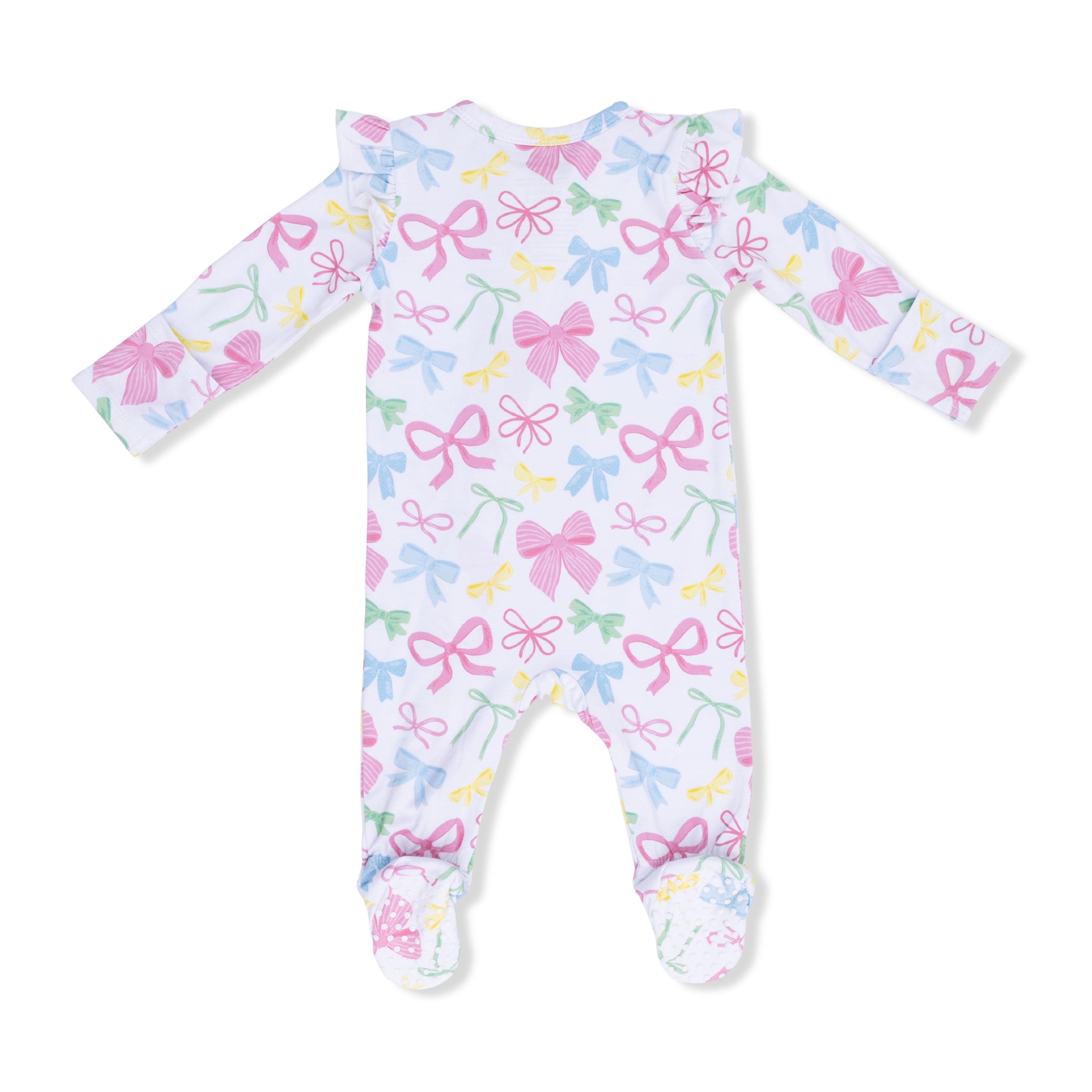 Sweet Bows 2 Way Ruffle Back Zipper Footie