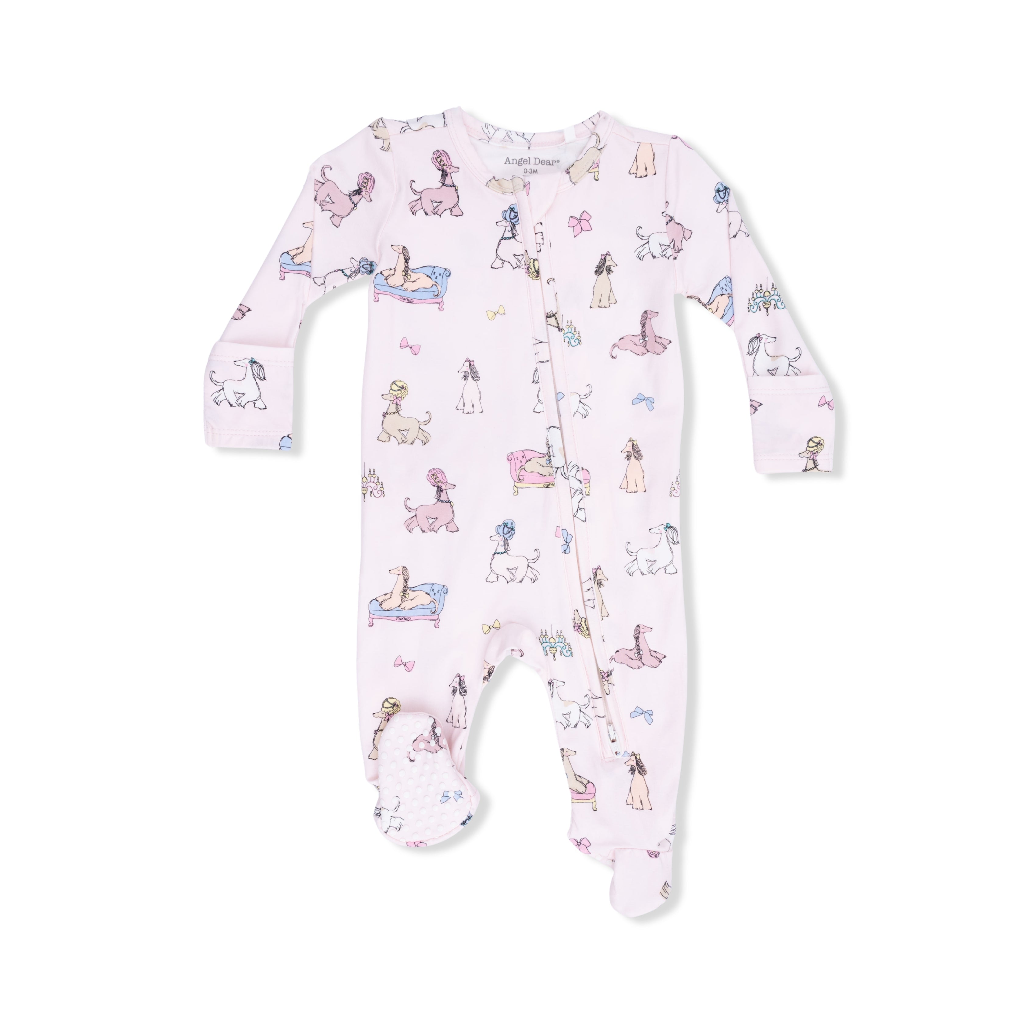 Fancy Hounds with Bows 2 Way Ruffle Back Zipper Footie