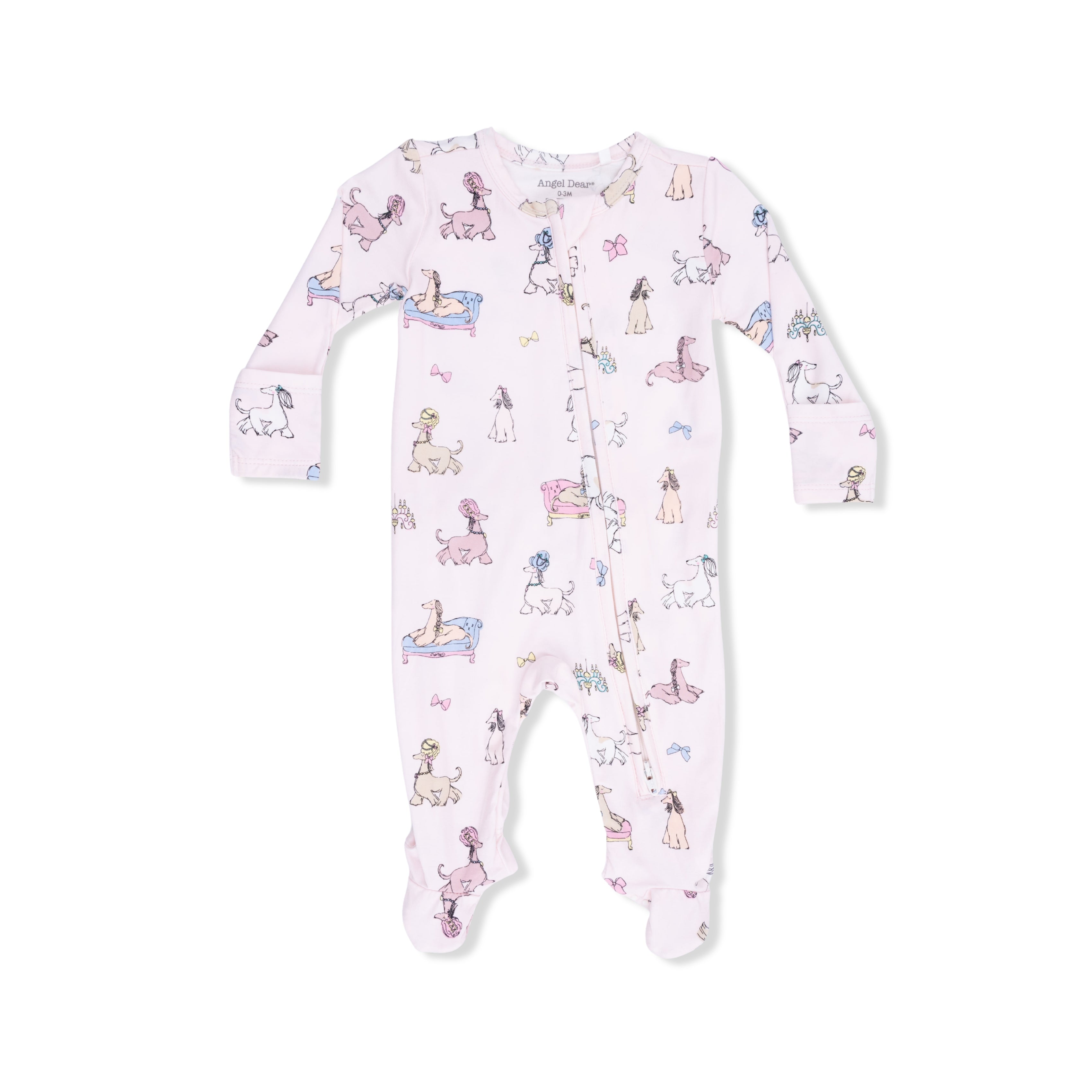 Fancy Hounds with Bows 2 Way Ruffle Back Zipper Footie