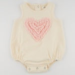 Baby romper with a heart design on a white background