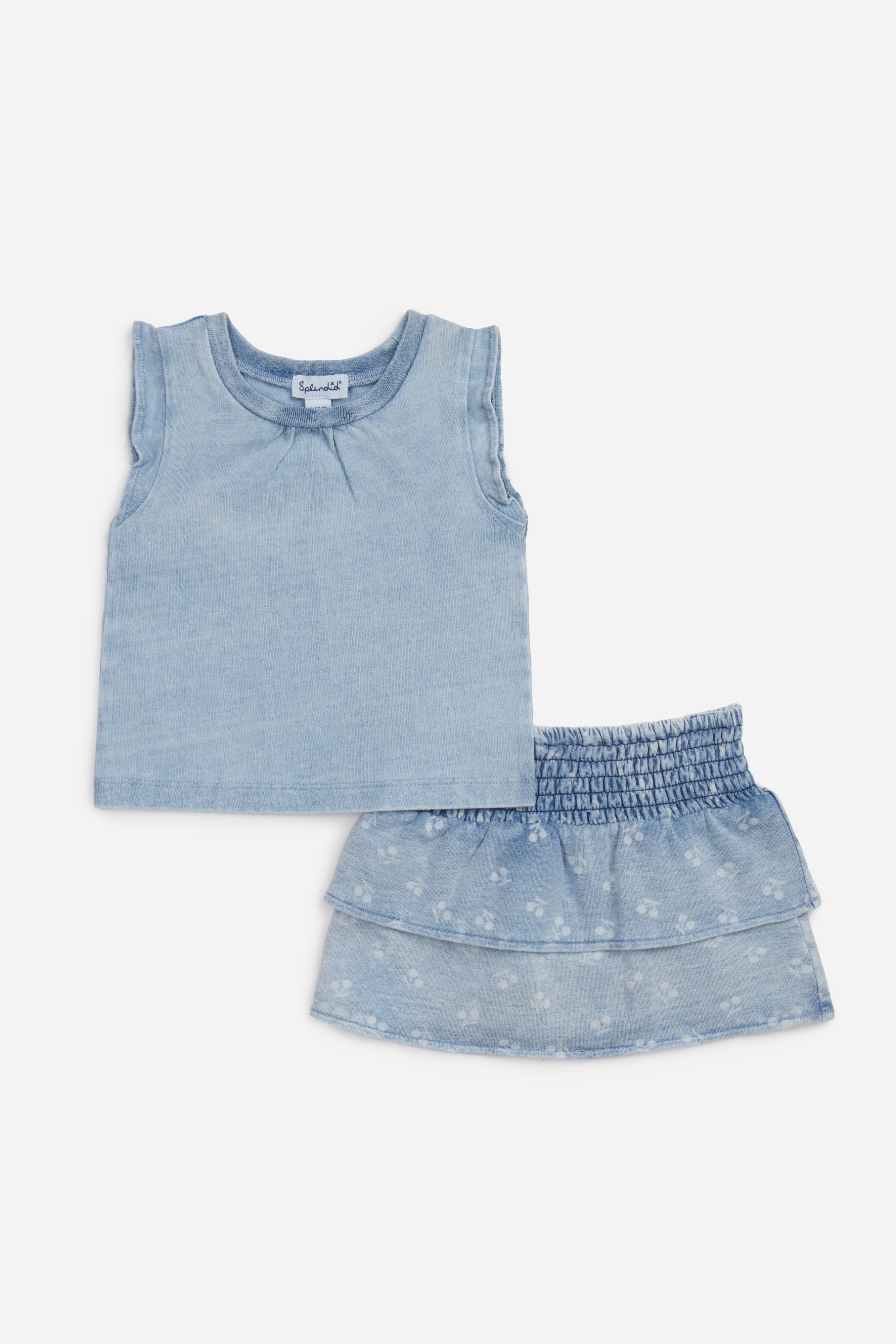 Toddler Girl Bleach Wash Skirt Set