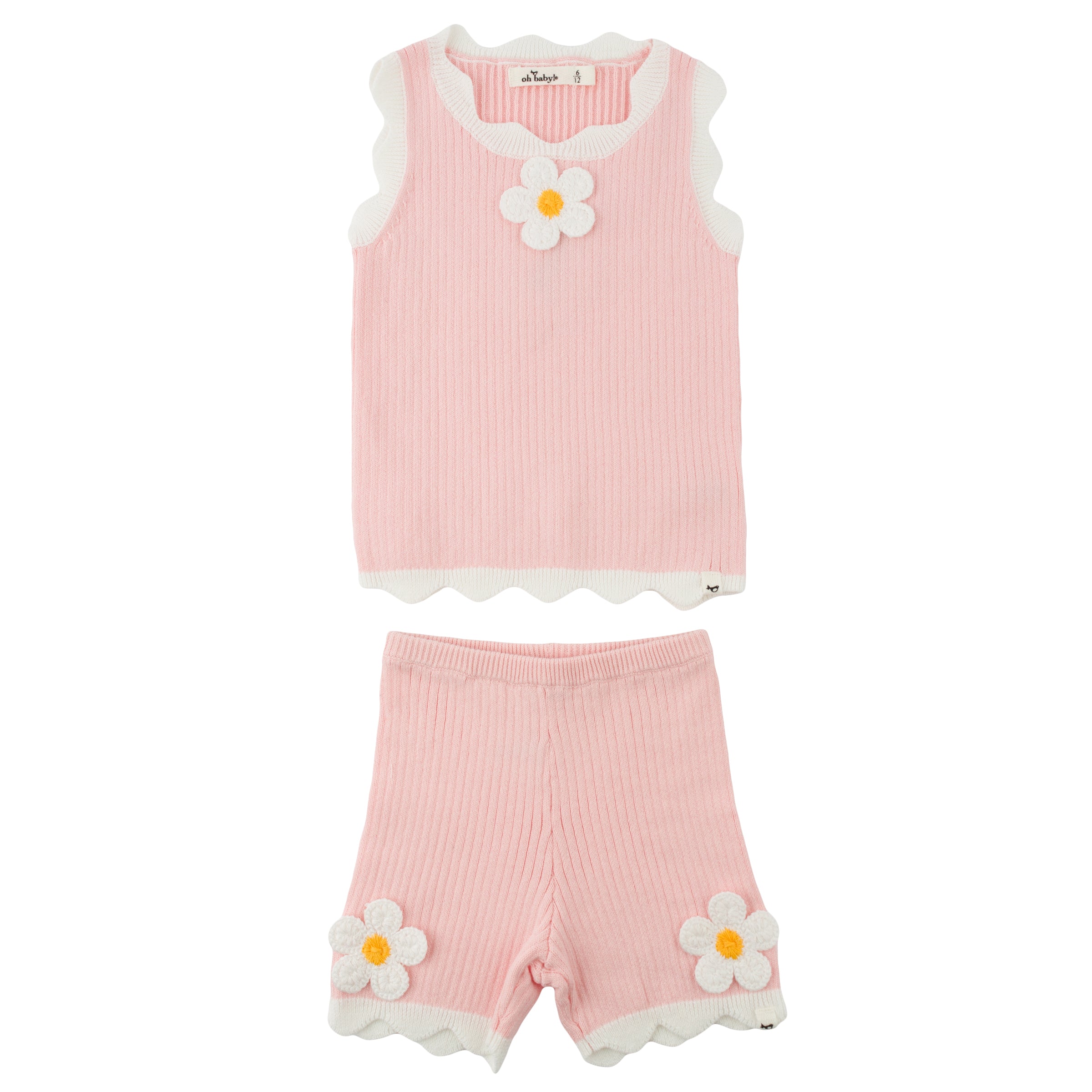 Crochet Daisies Chloe Tank & Short Set - Pink
