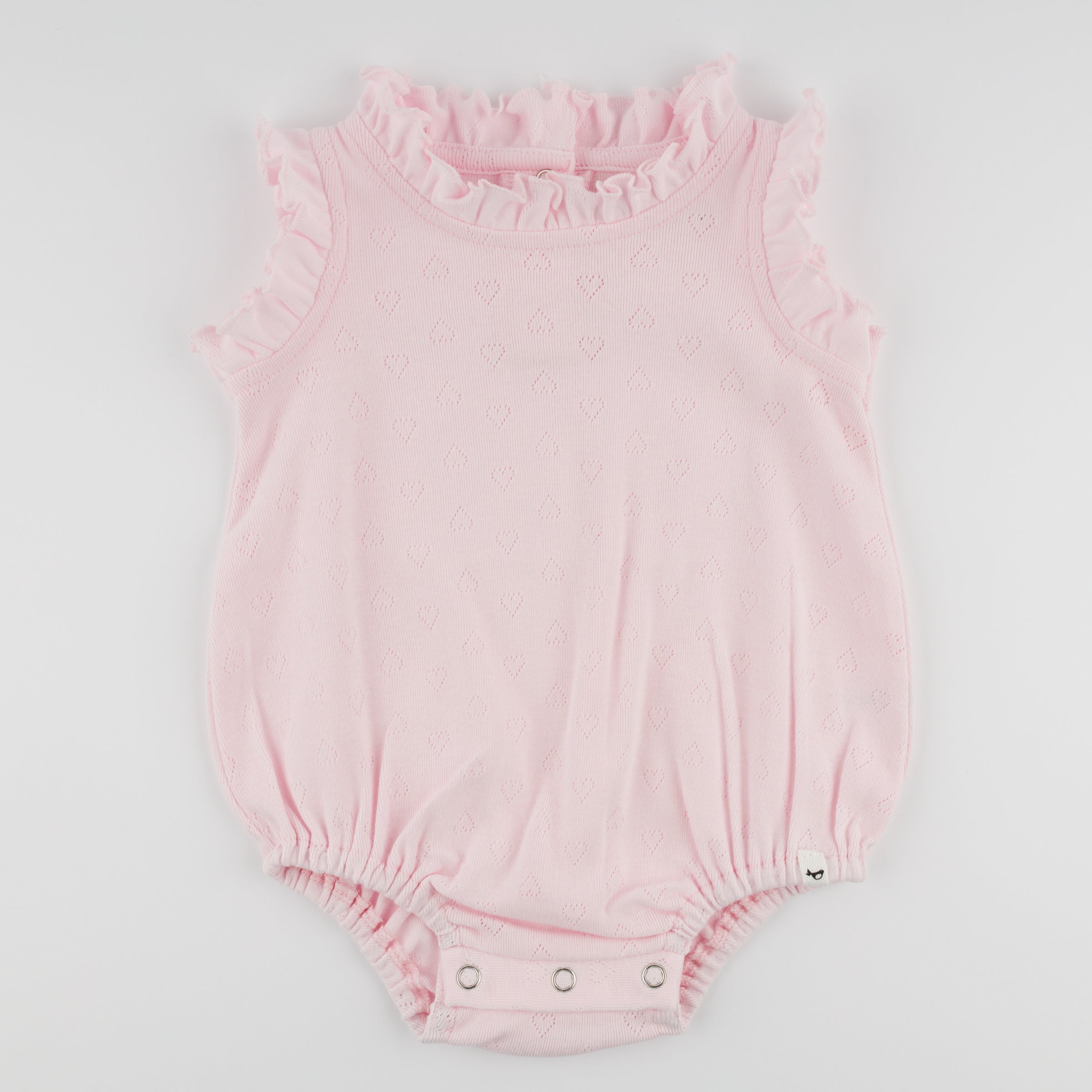 Ruffle Hearts Pointelle Bubble - Pale Pink
