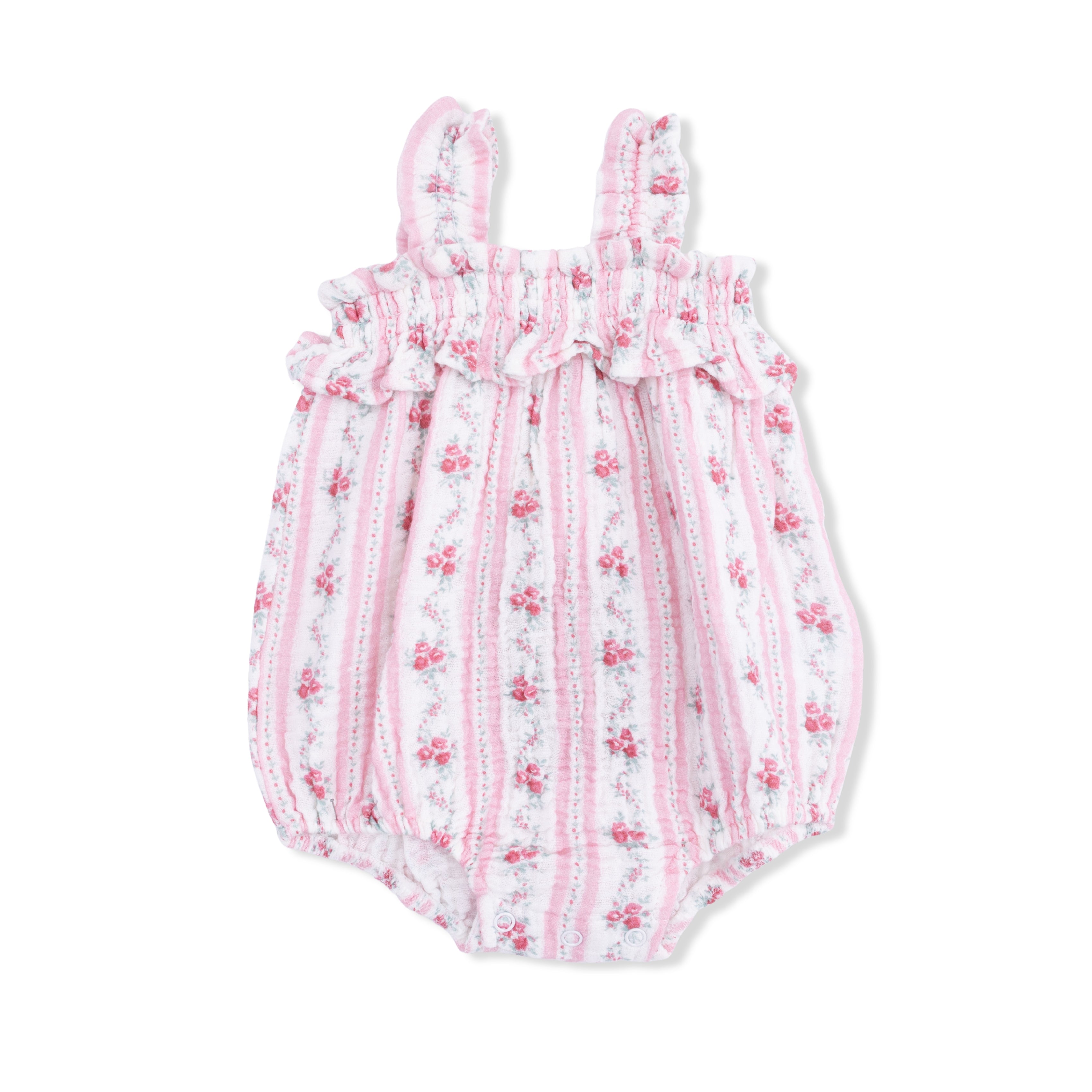 Winding Roses Stripe - Ruffly Strap Bubble
