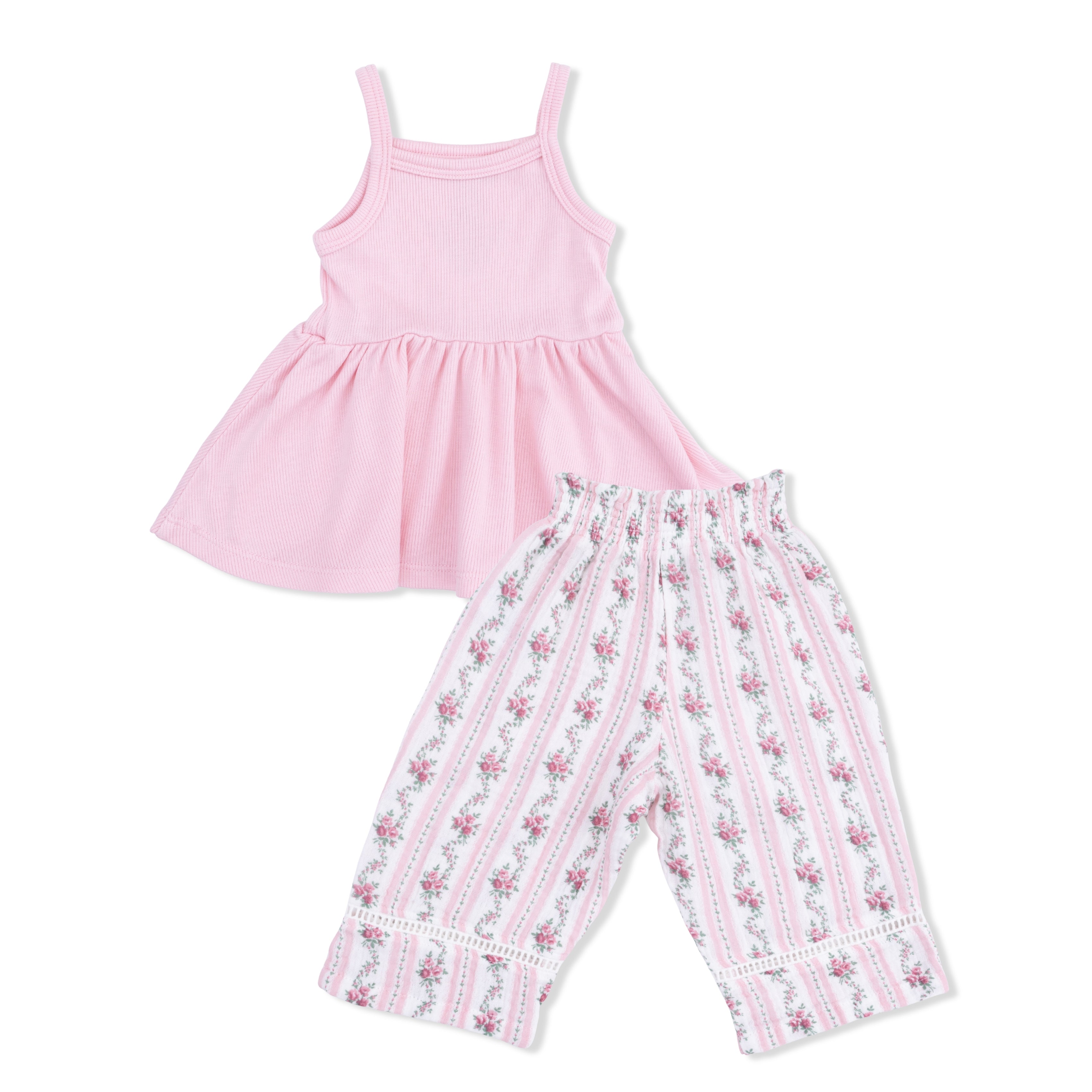 Peplum Tank And Smocked Waist Pants - Winding Roses Stripe