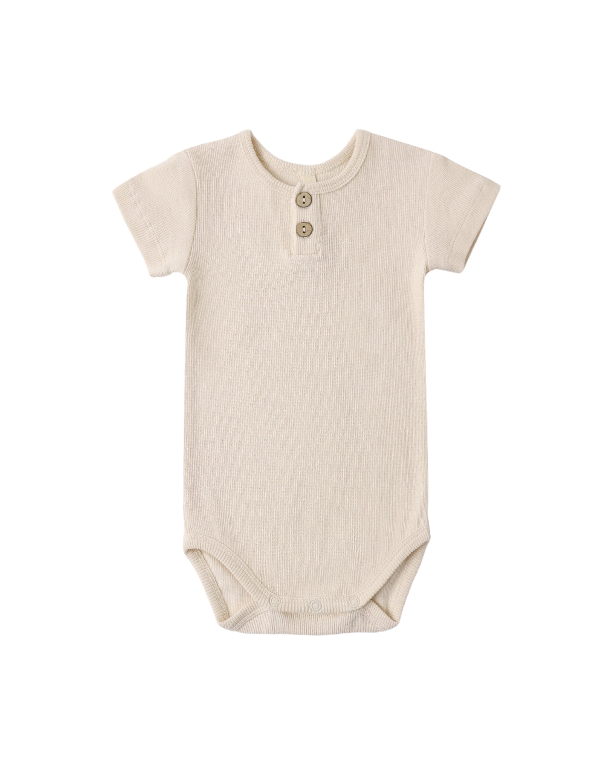 Quincy Mae Ribbed Henley Bodysuit || Ecru