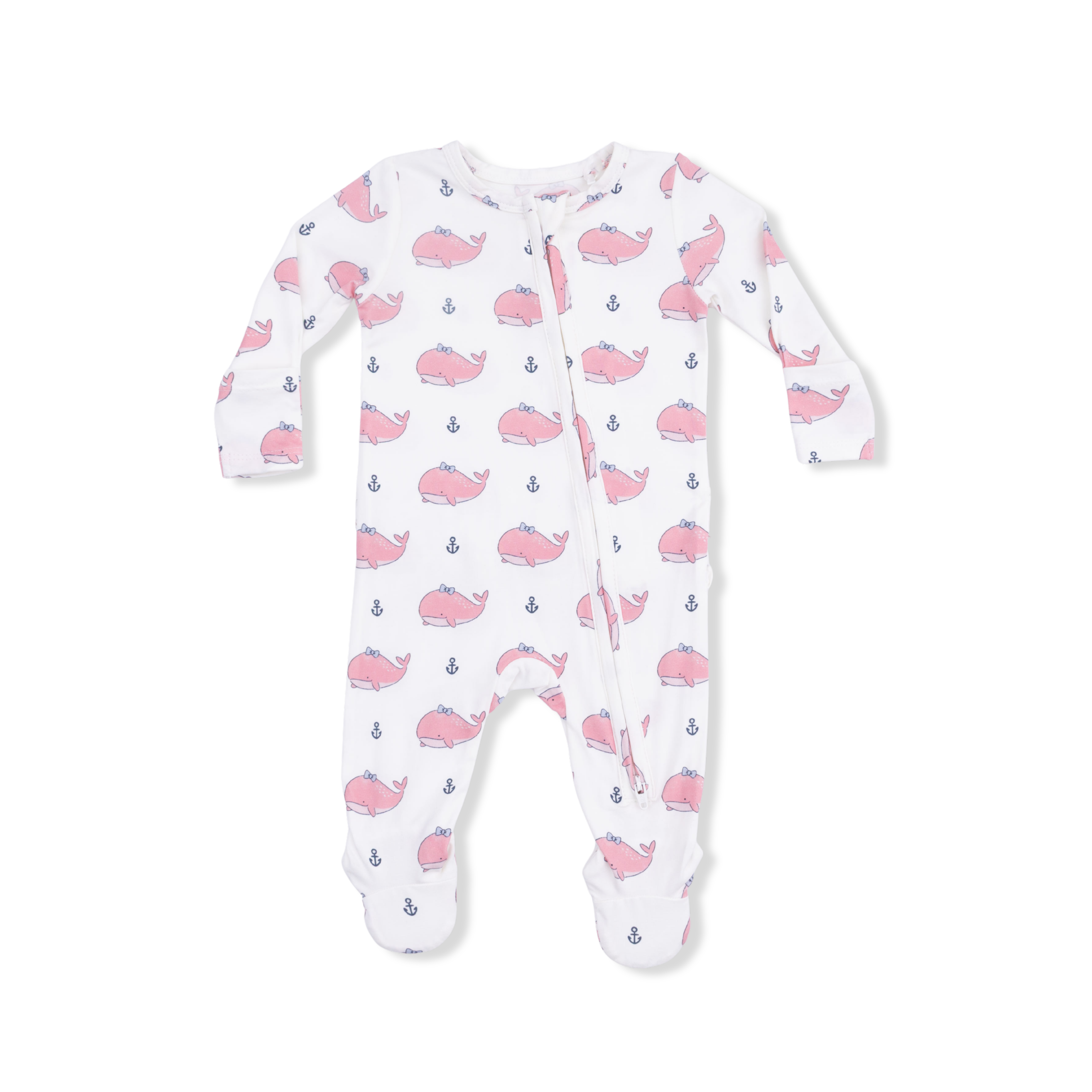 Bubly Whale 2 Way Ruffle Back Zipper Footie
