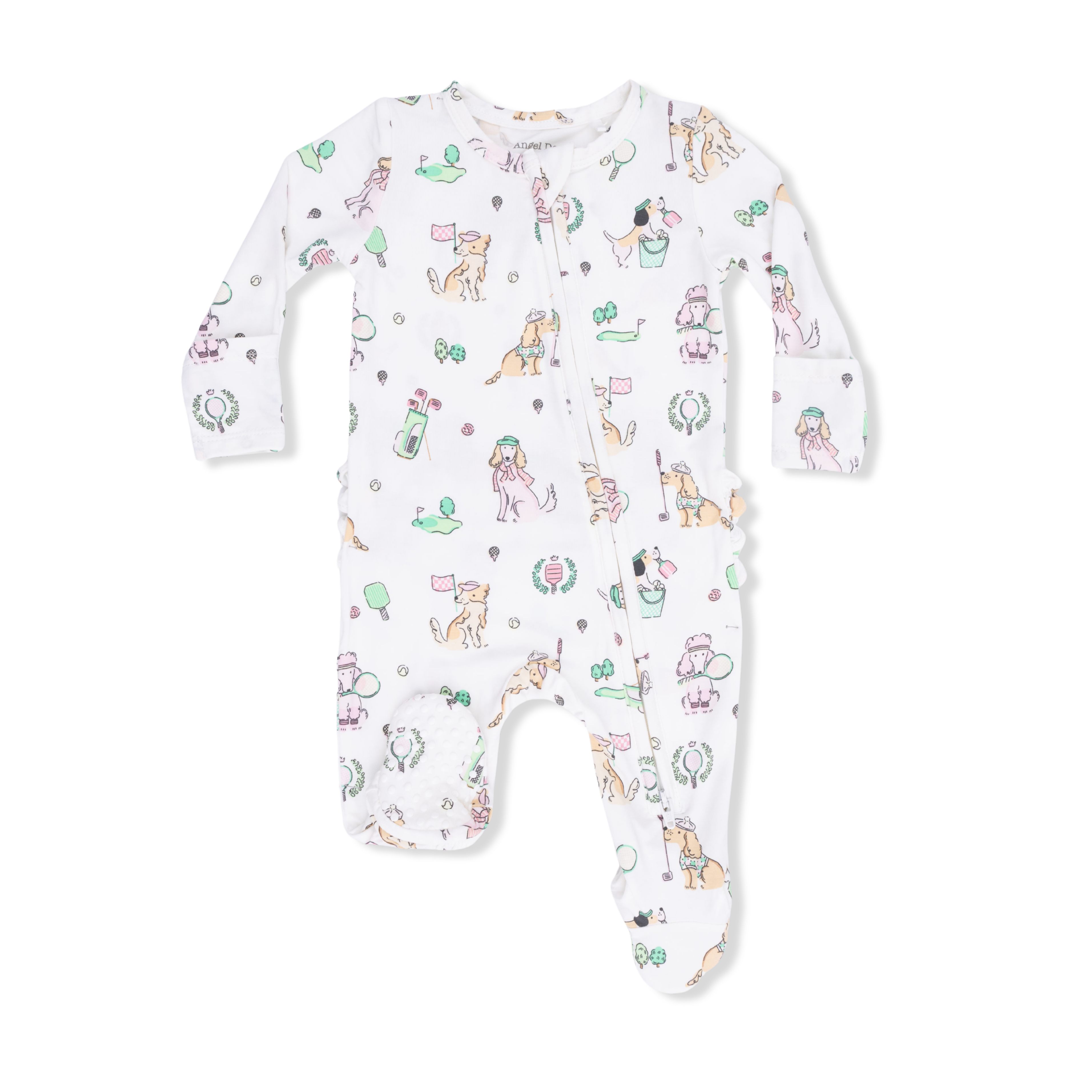 Country Club Dogs Pink 2 Way Ruffle Back Zipper Footie