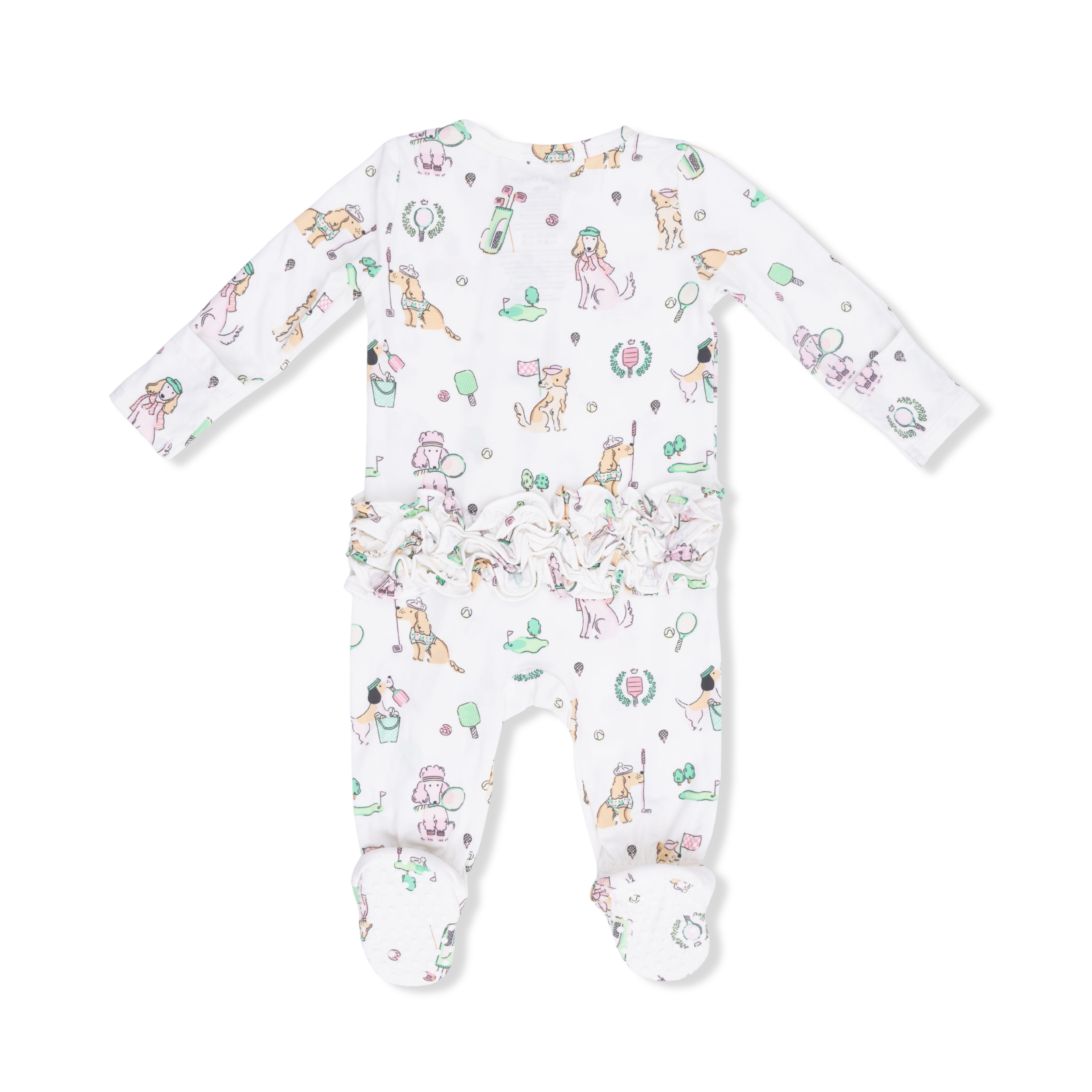 Country Club Dogs Pink 2 Way Ruffle Back Zipper Footie