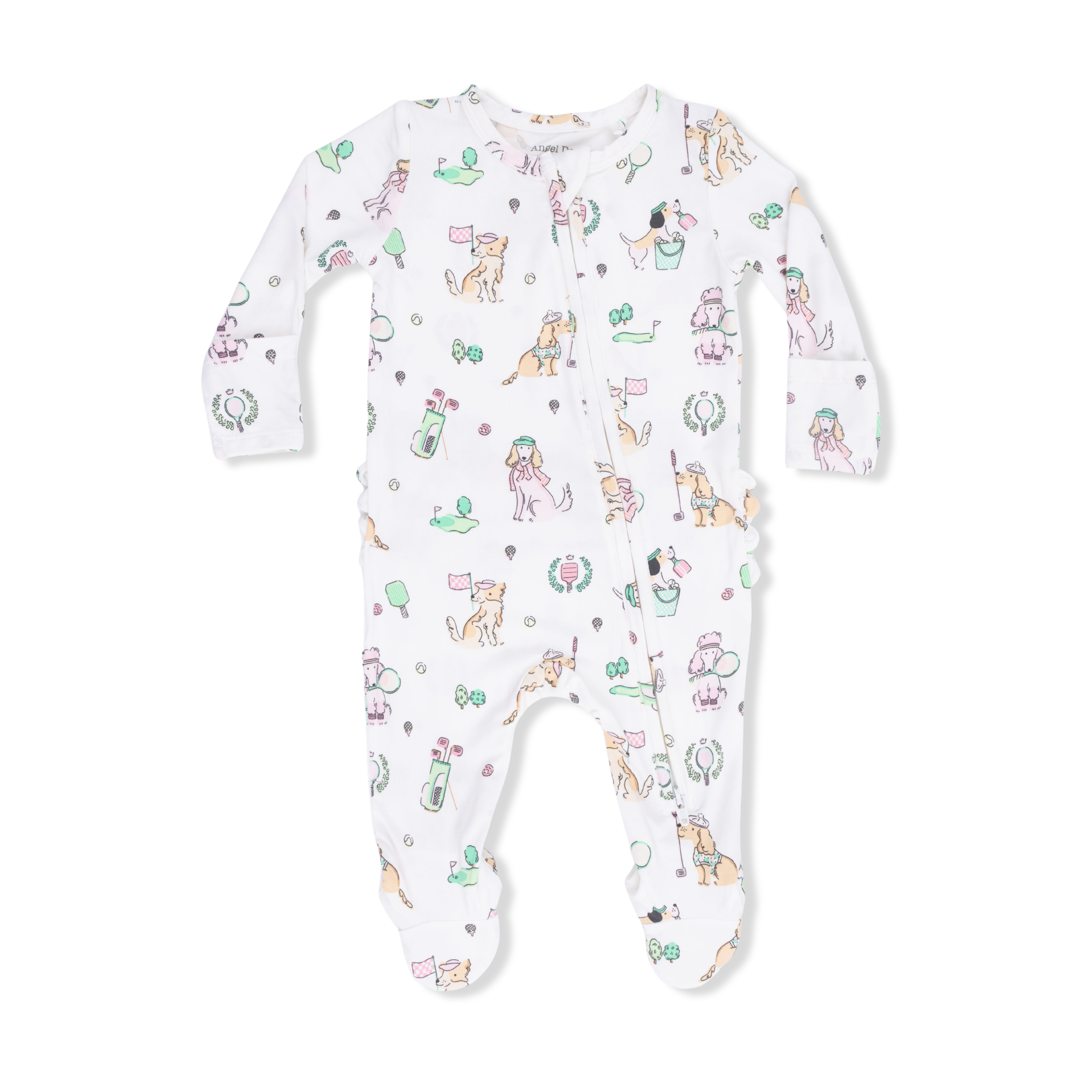 Country Club Dogs Pink 2 Way Ruffle Back Zipper Footie