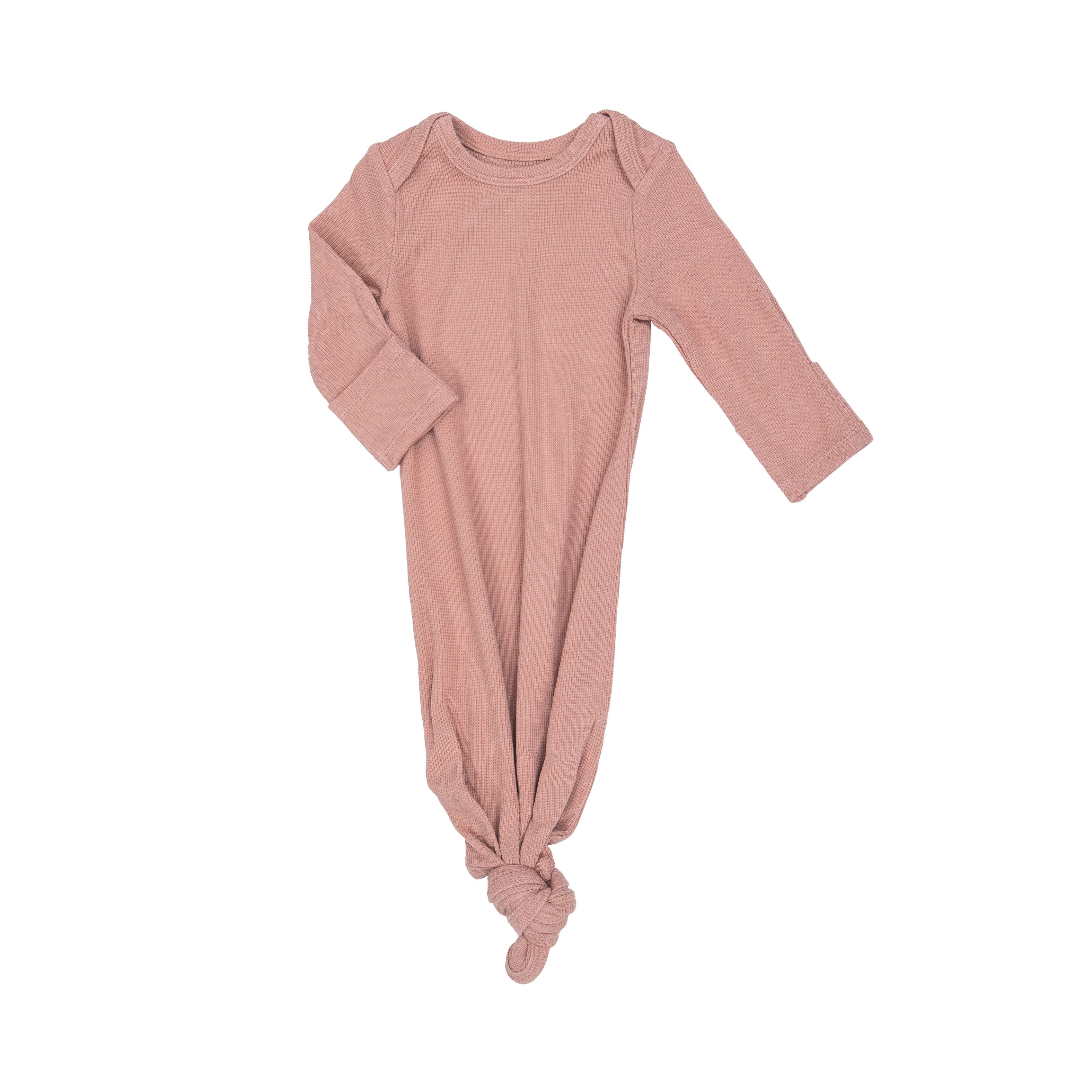 Ribbed Cameo Brown Knotted Gown - Twinkle Twinkle Little One