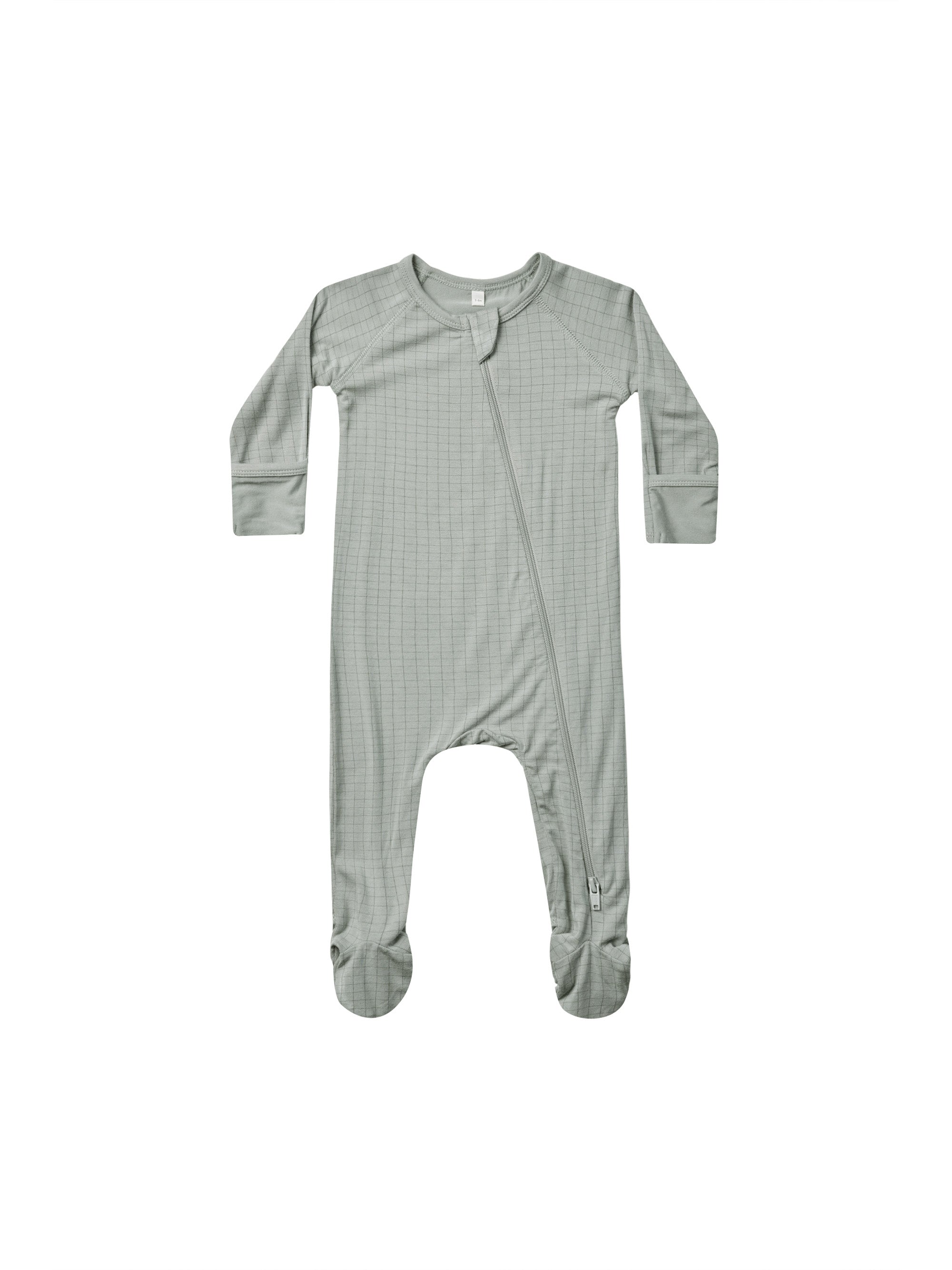 Grid Bamboo Zip Footie - Twinkle Twinkle Little One