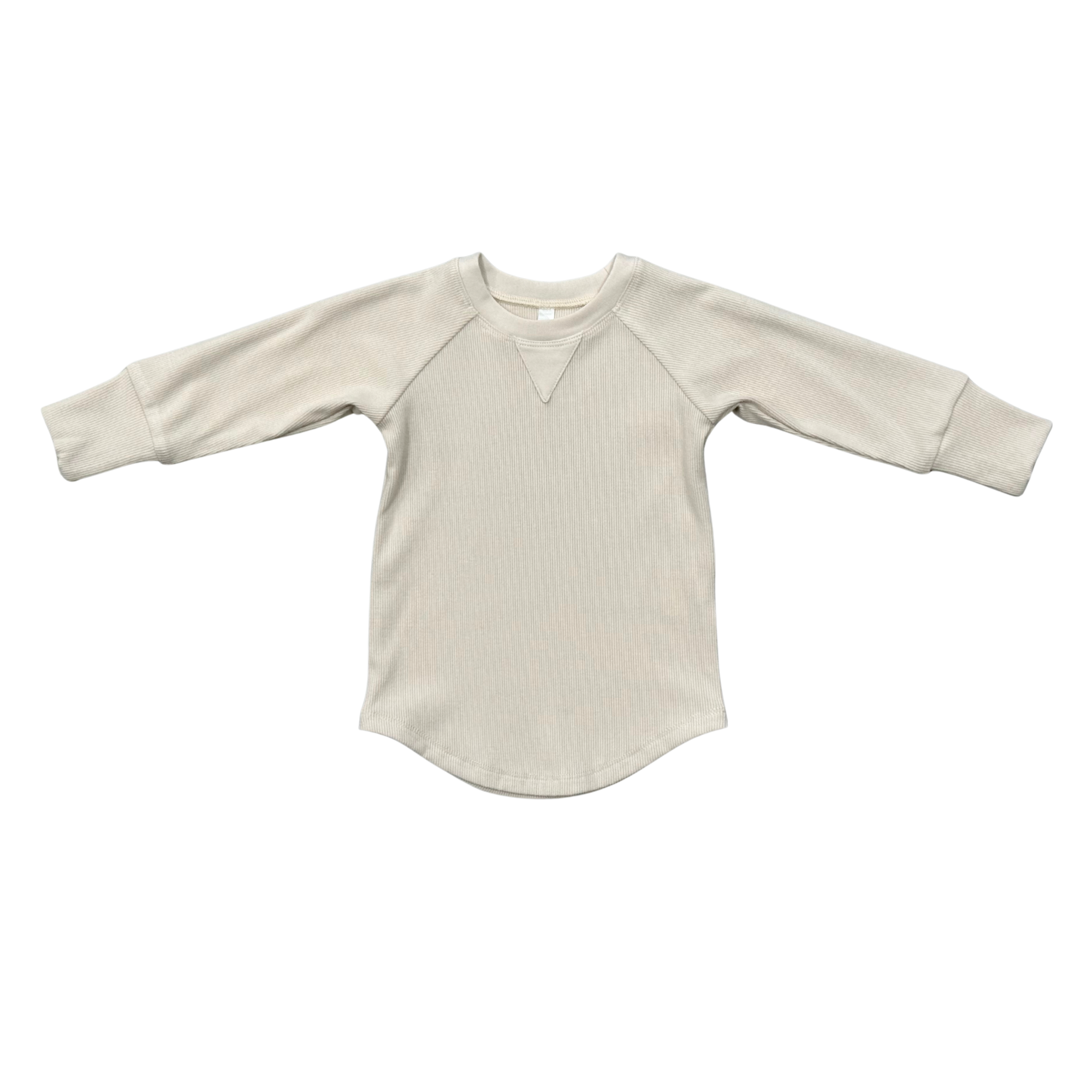 Cream Ribbed Henley Long Sleeve Shirt