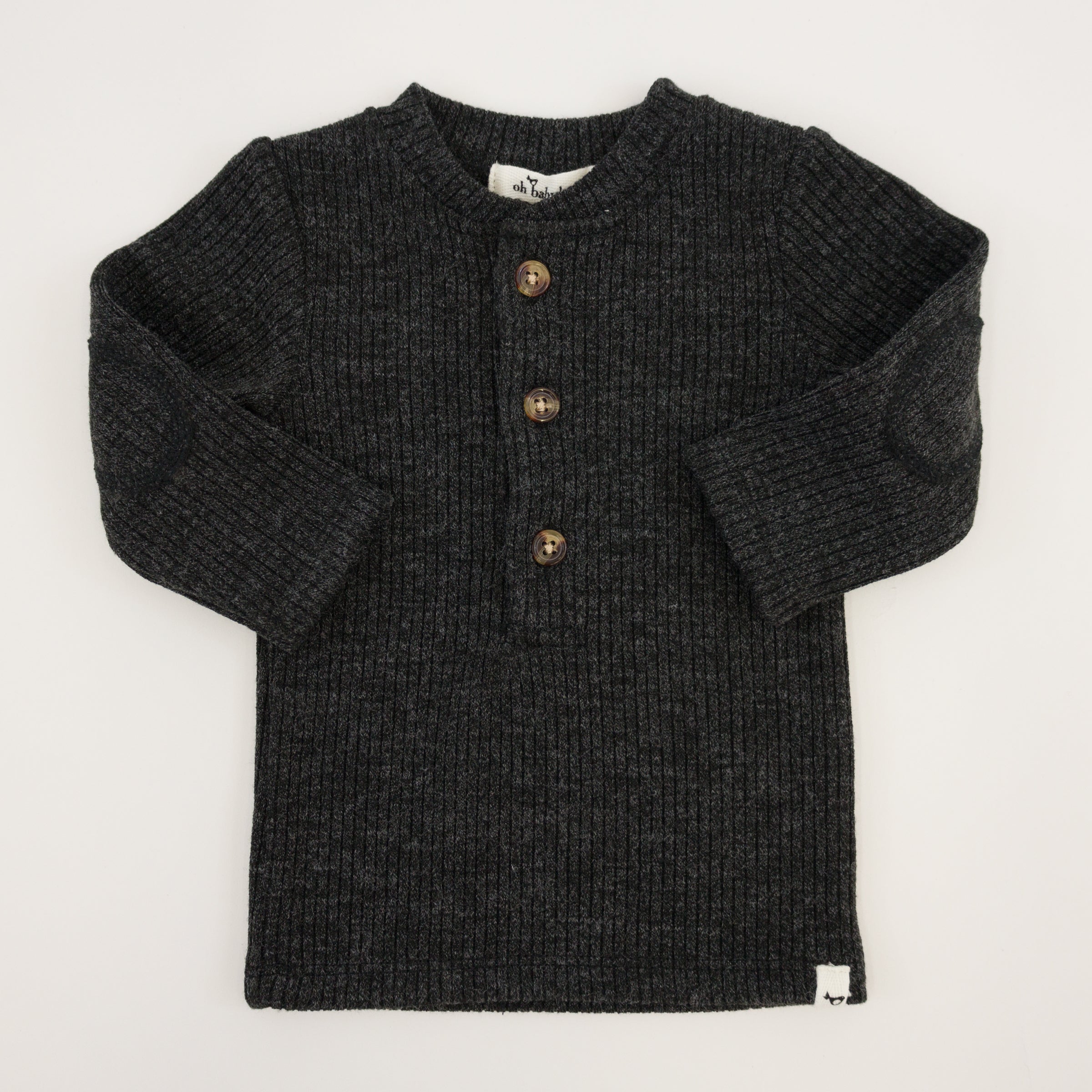 Charcoal Pepper Sweater Knit Elbow Patch Henley & Side Pocket Pants Camel Scottish Plaid Set - Twinkle Twinkle Little One