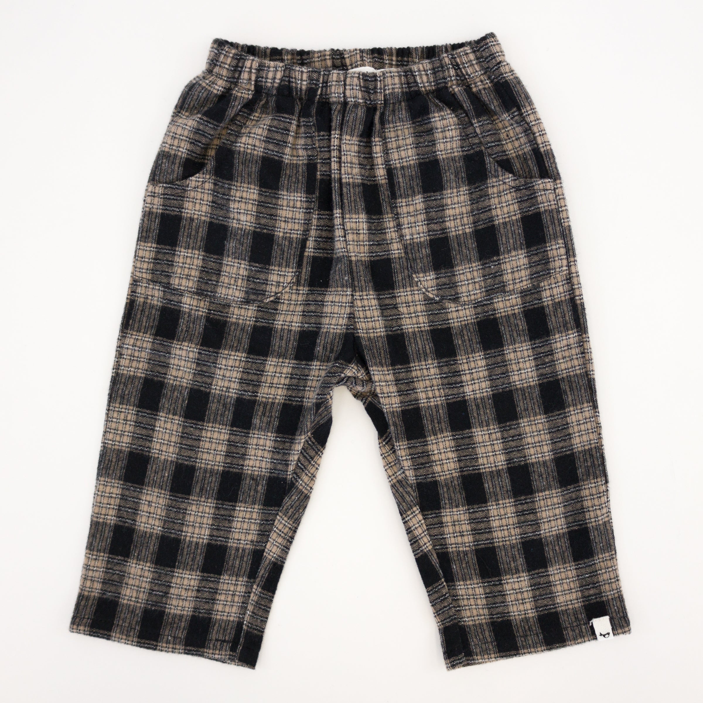 Mushroom Heather Sweater Knit Elbow Patch Henley & Pocket Trouser Coal Scottish Plaid Set - Twinkle Twinkle Little One