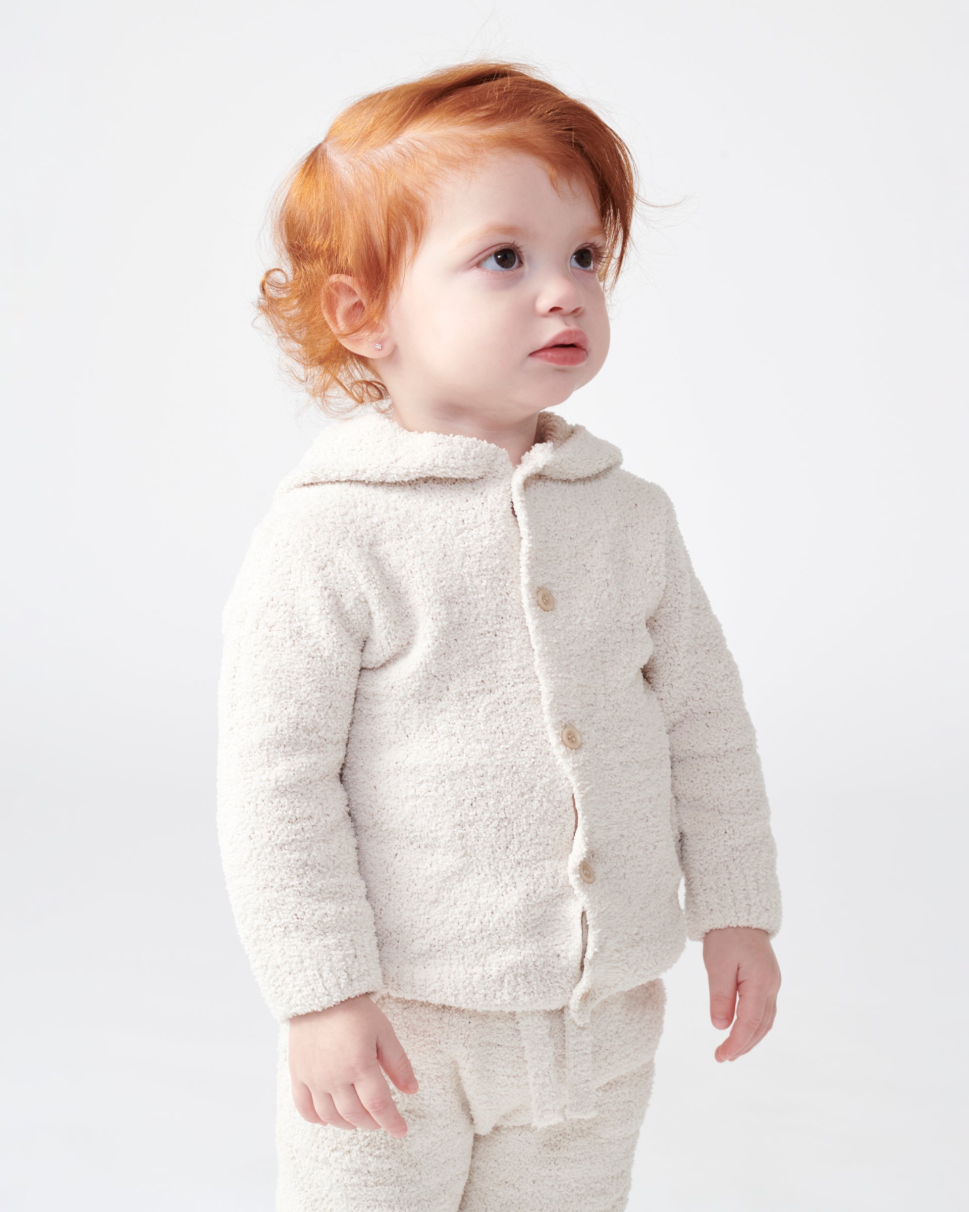 7 A.M. Enfant Fuzzy Hooded Cardigan - Ecru - Twinkle Twinkle Little One