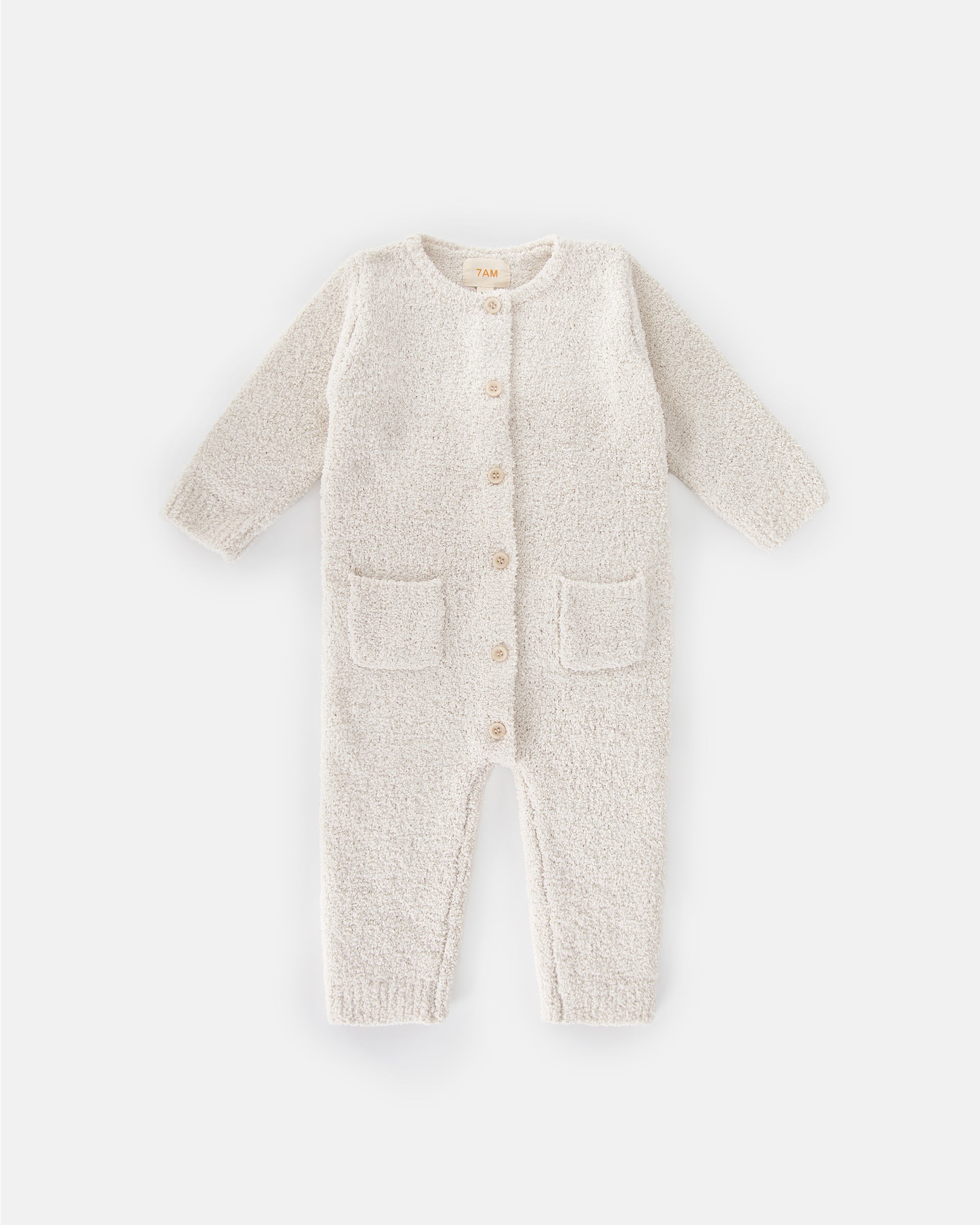 7 A.M. Enfant Fuzzy Long Sleve Romper - Ecru - Twinkle Twinkle Little One