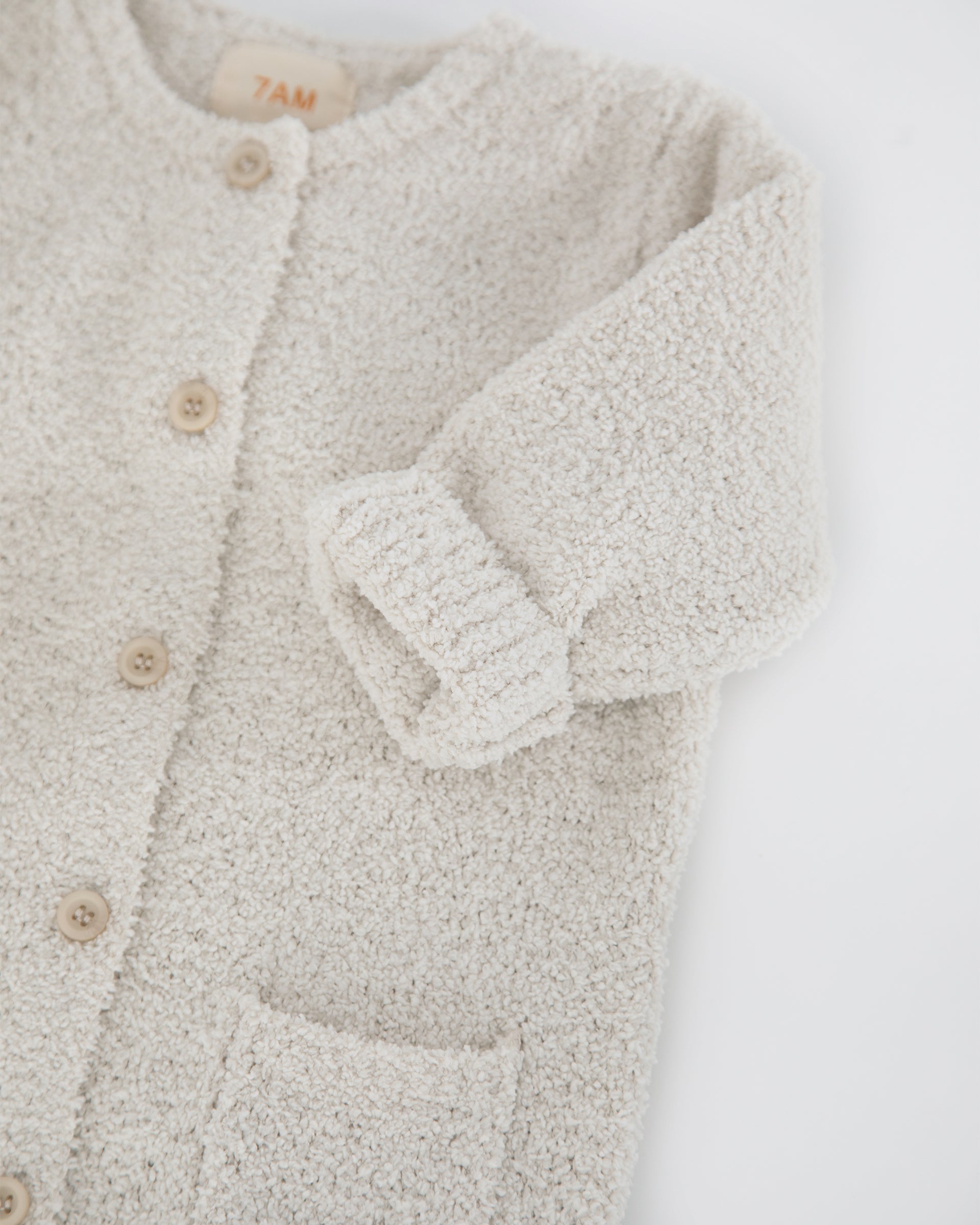 7 A.M. Enfant Fuzzy Long Sleve Romper - Ecru - Twinkle Twinkle Little One