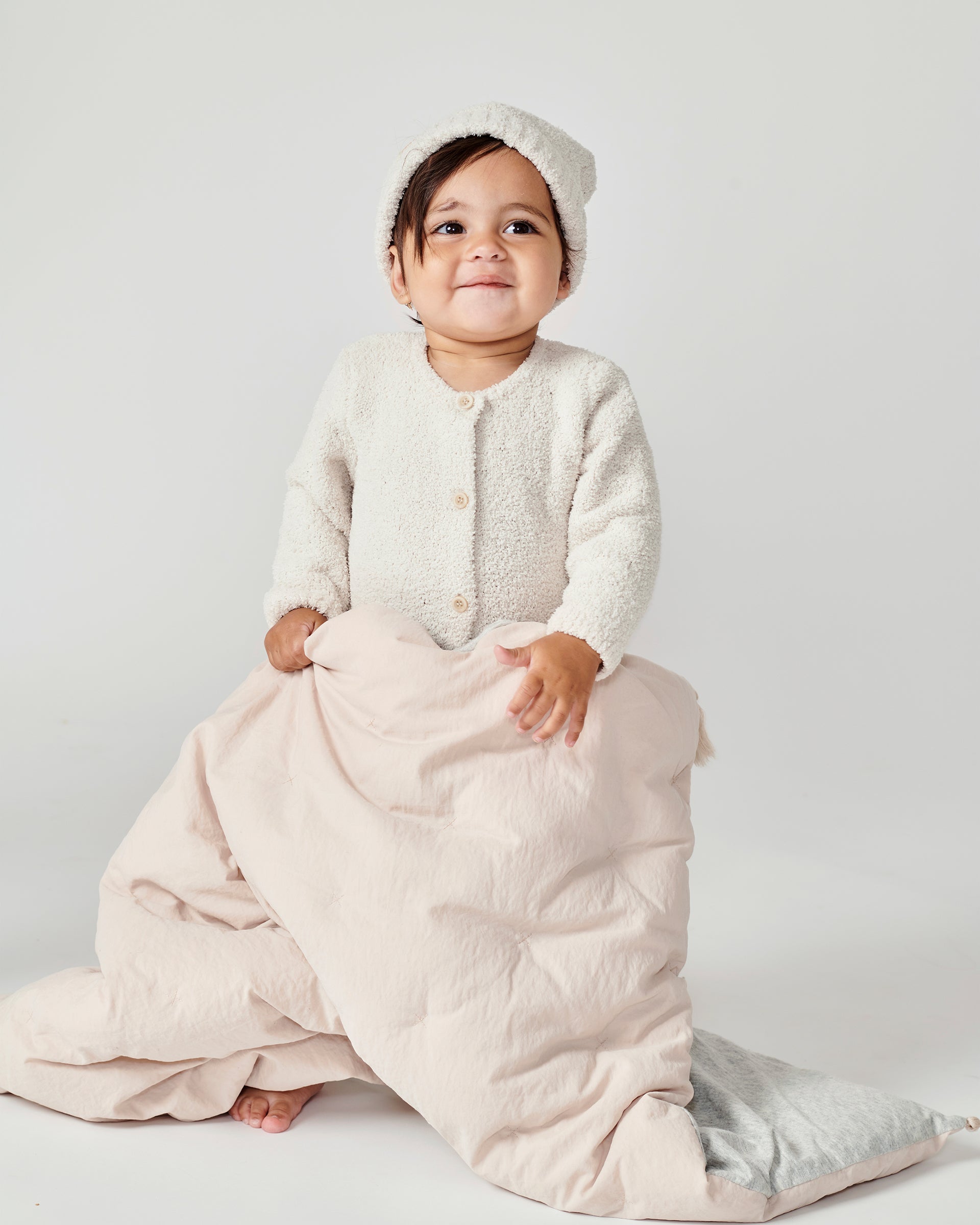 7 A.M. Enfant Fuzzy Long Sleve Romper - Ecru - Twinkle Twinkle Little One