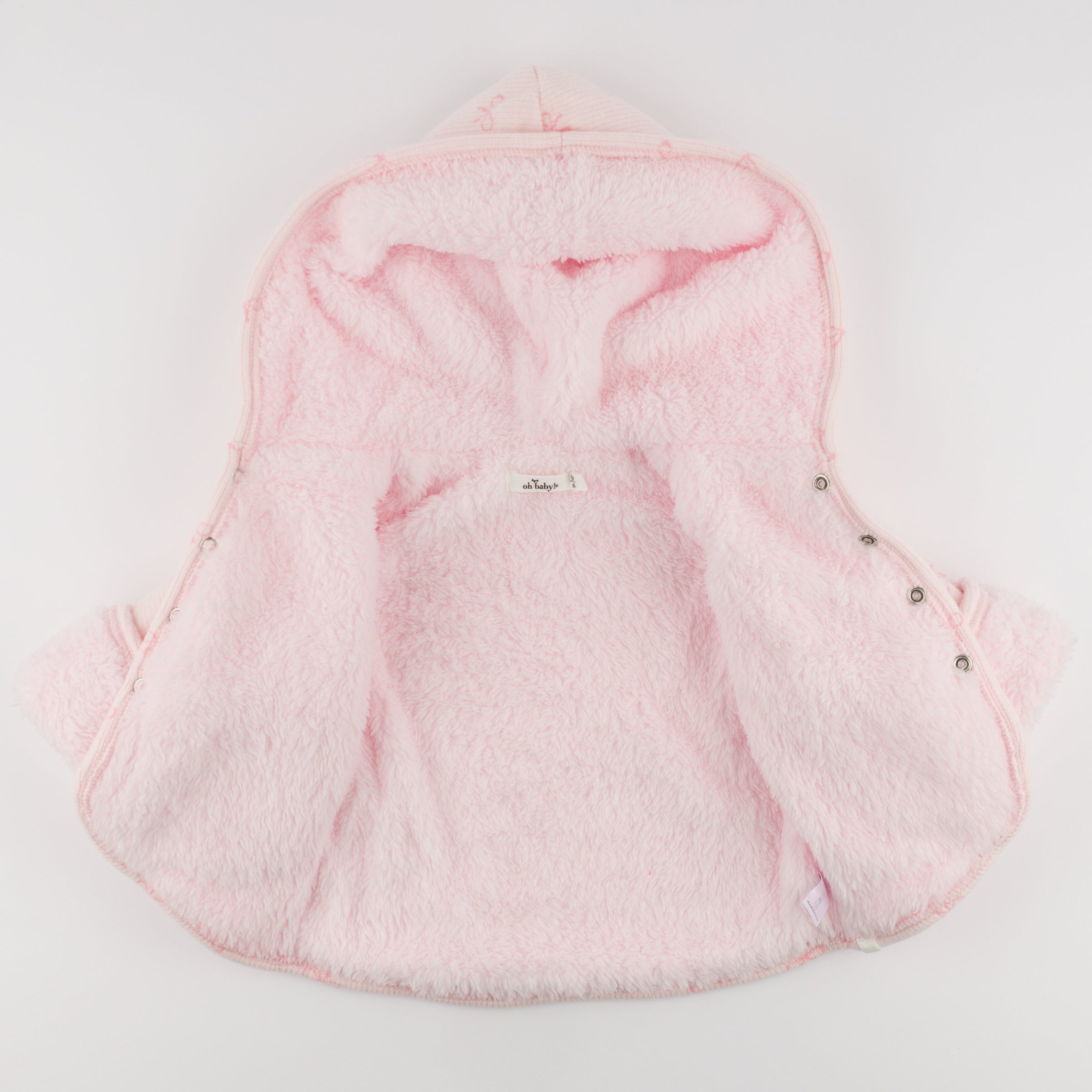 Mini Bows Winter Snowdrift Hoodie Jacket with Pink Lining - Pale Pink - Twinkle Twinkle Little One